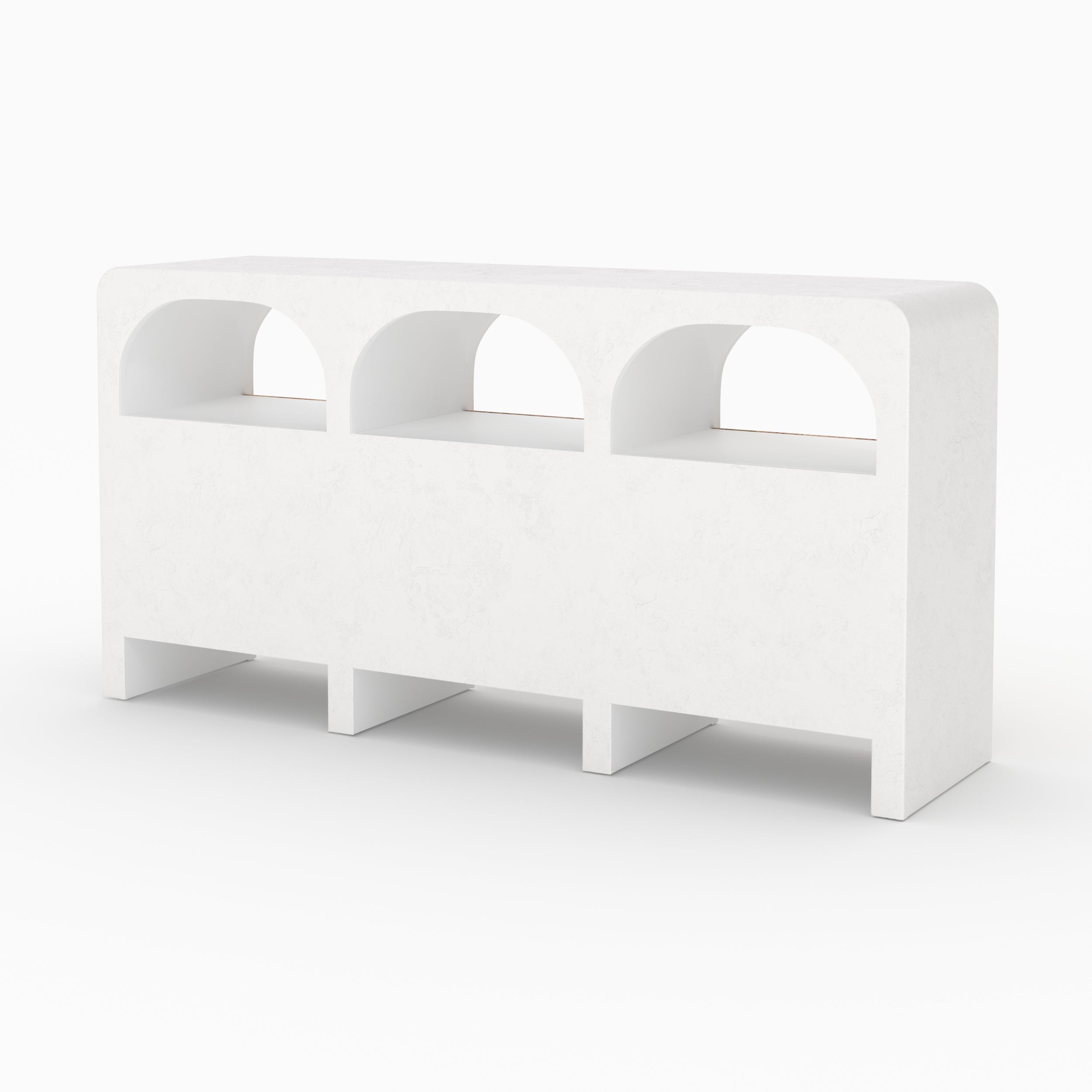 Buffet Fira en béton blanc cassé et bois