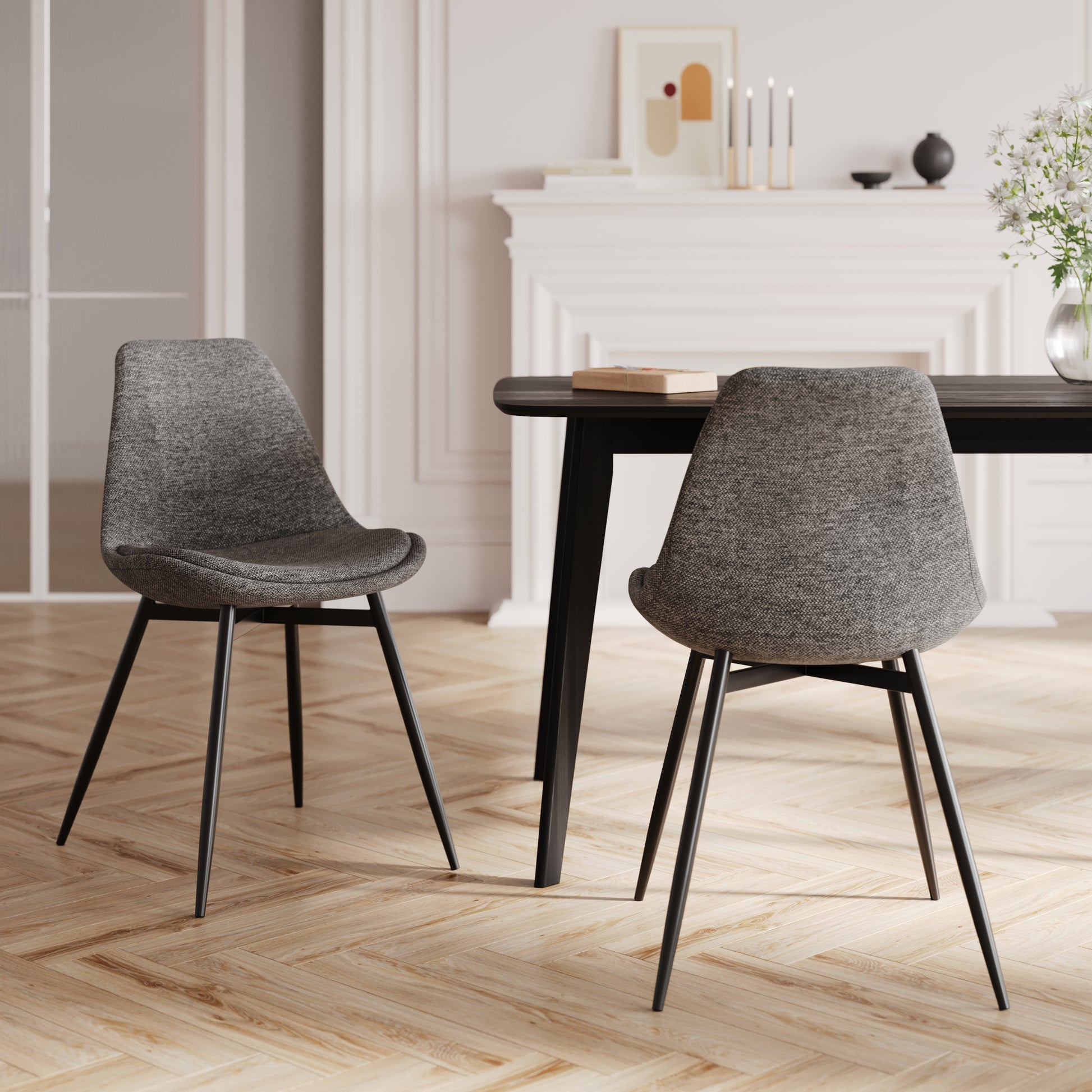 flippi chaise en tissu gris fonce chine lot 2