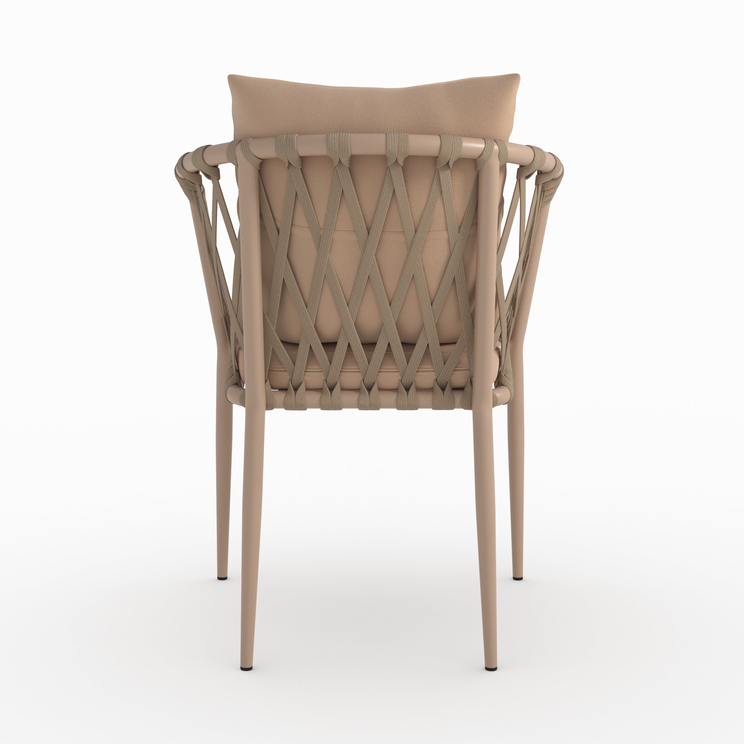 Lot de 2 chaises de jardin Dulcy en métal et tissu taupe