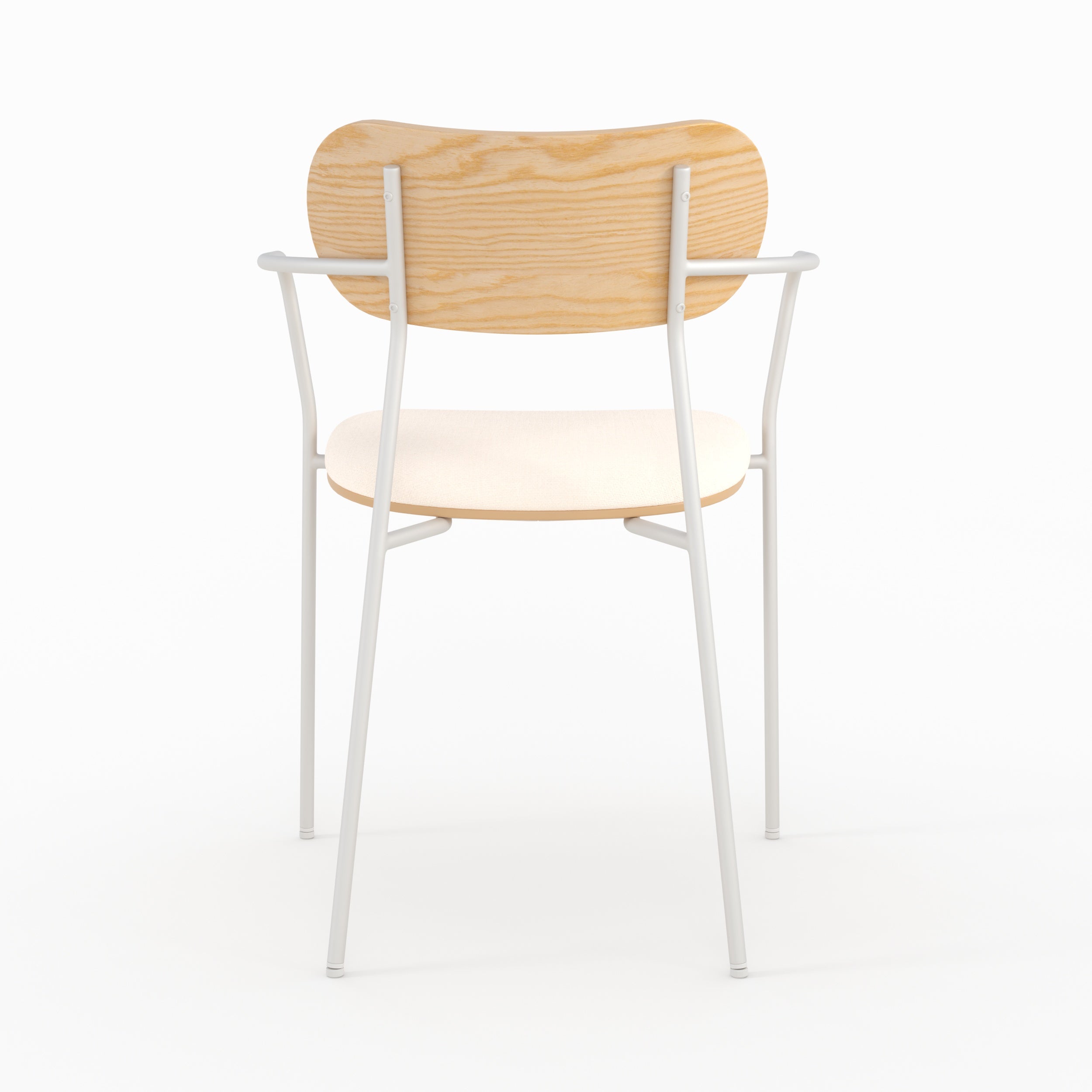 Lot de 2 chaises Marine en tissu beige et placage en bois clair