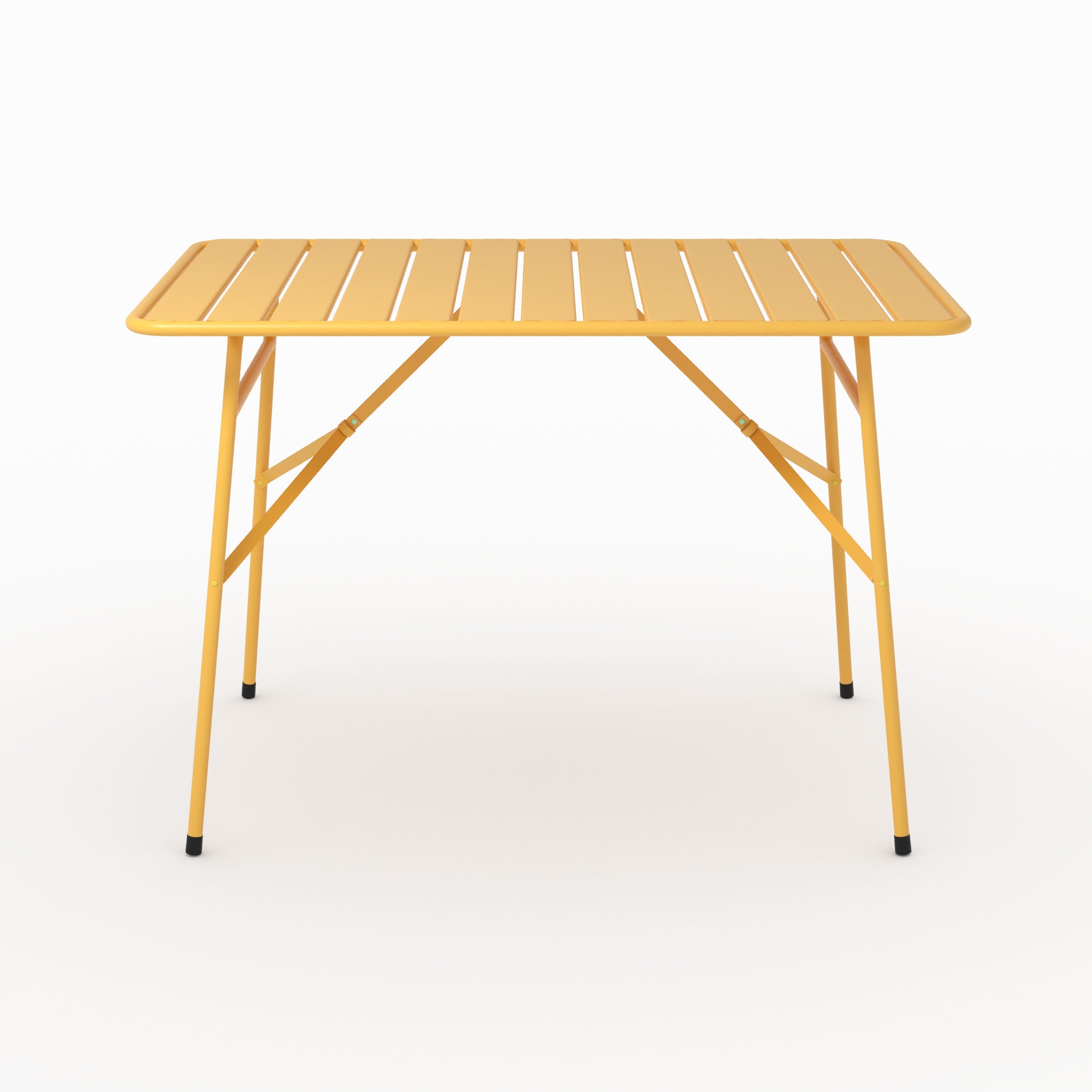 Table de jardin Yumi pliante en metal jaune beurre 4 personnes