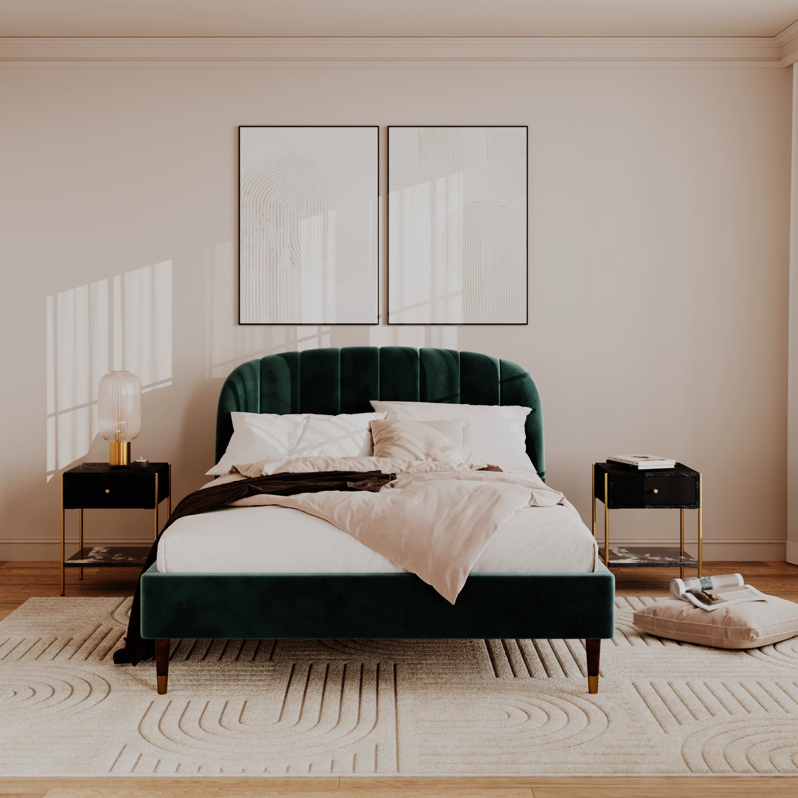 gala lit double velours vert 140 x 190 cm