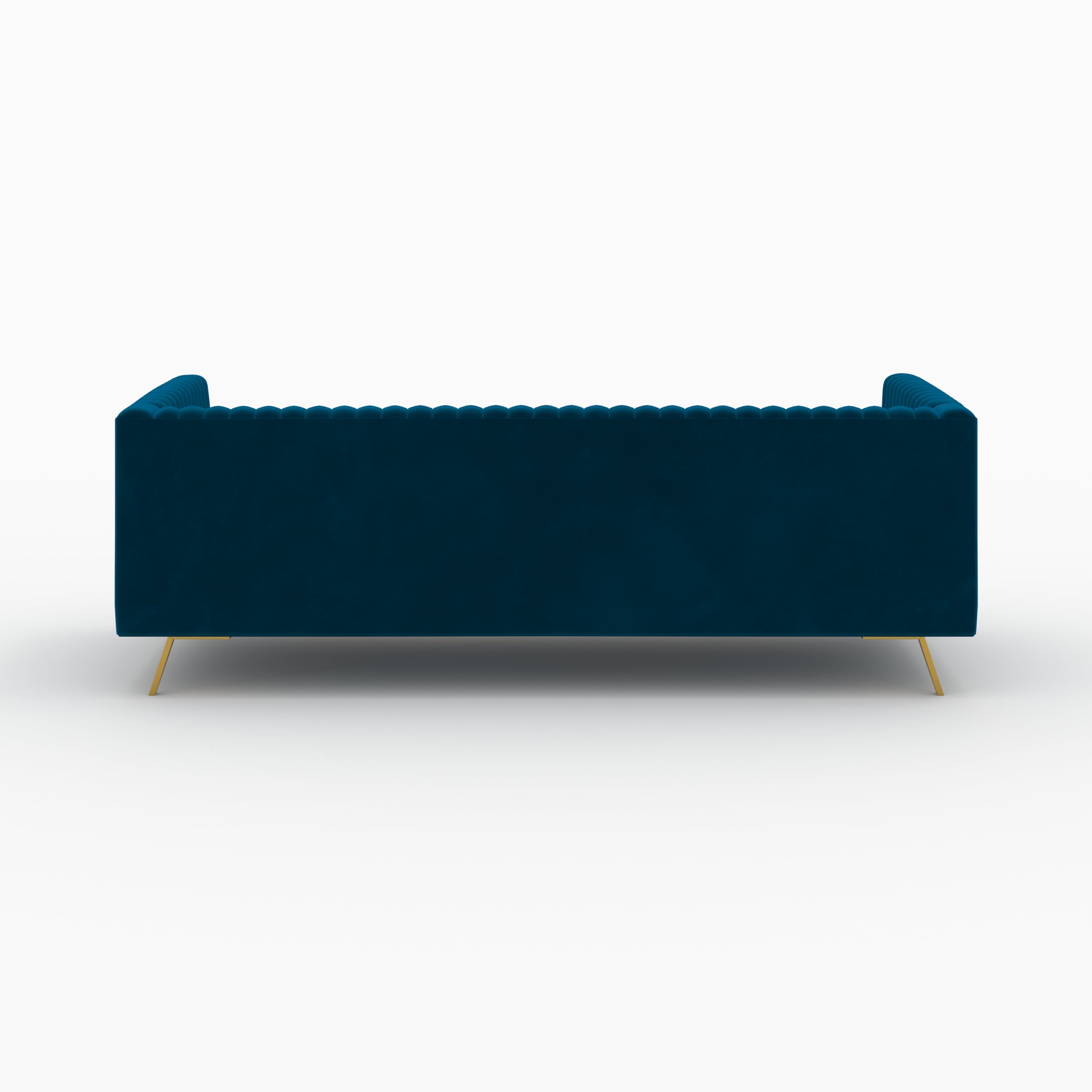 gatsby canape en velours bleu et pieds dores 5 personnes