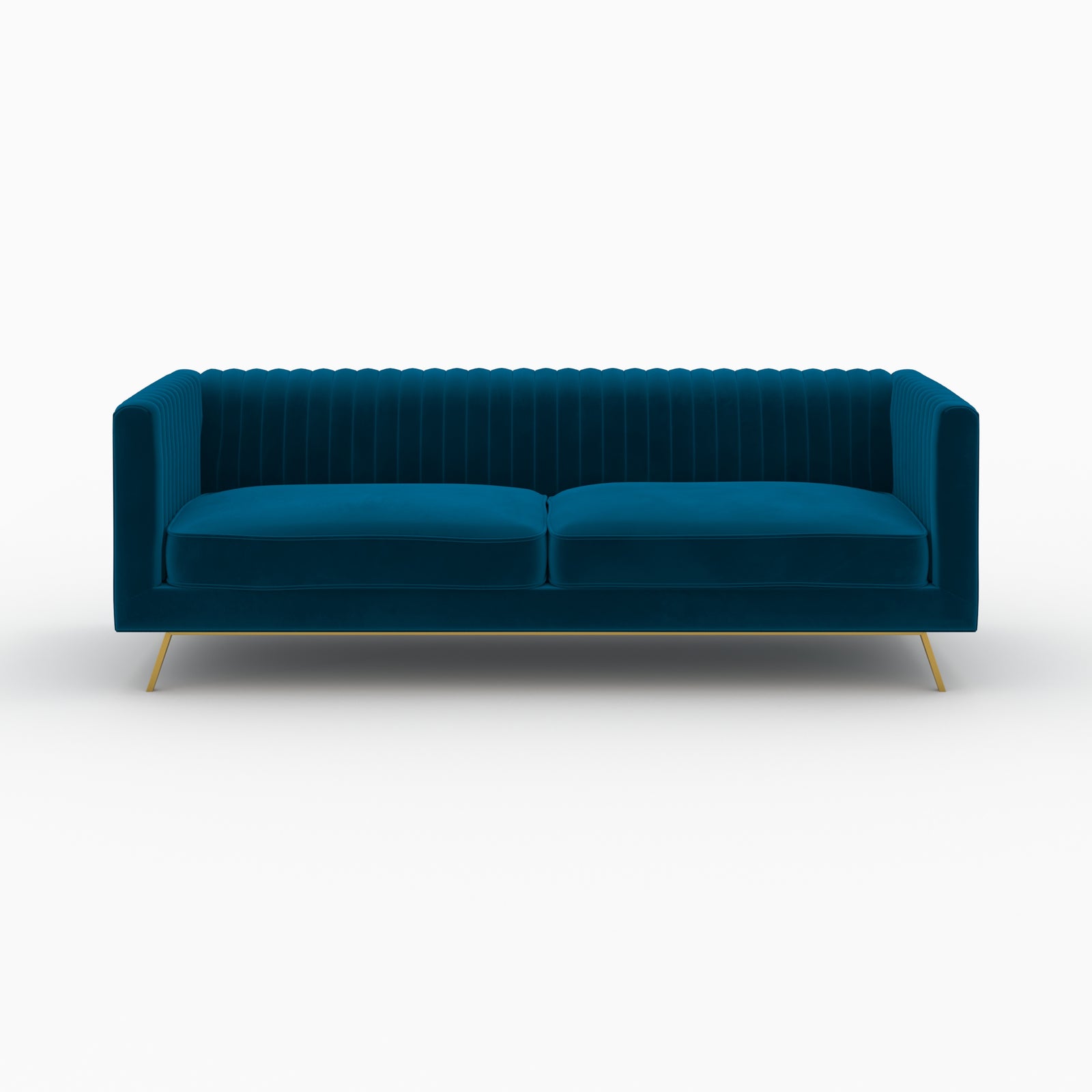 gatsby canape velours bleu et pieds dores