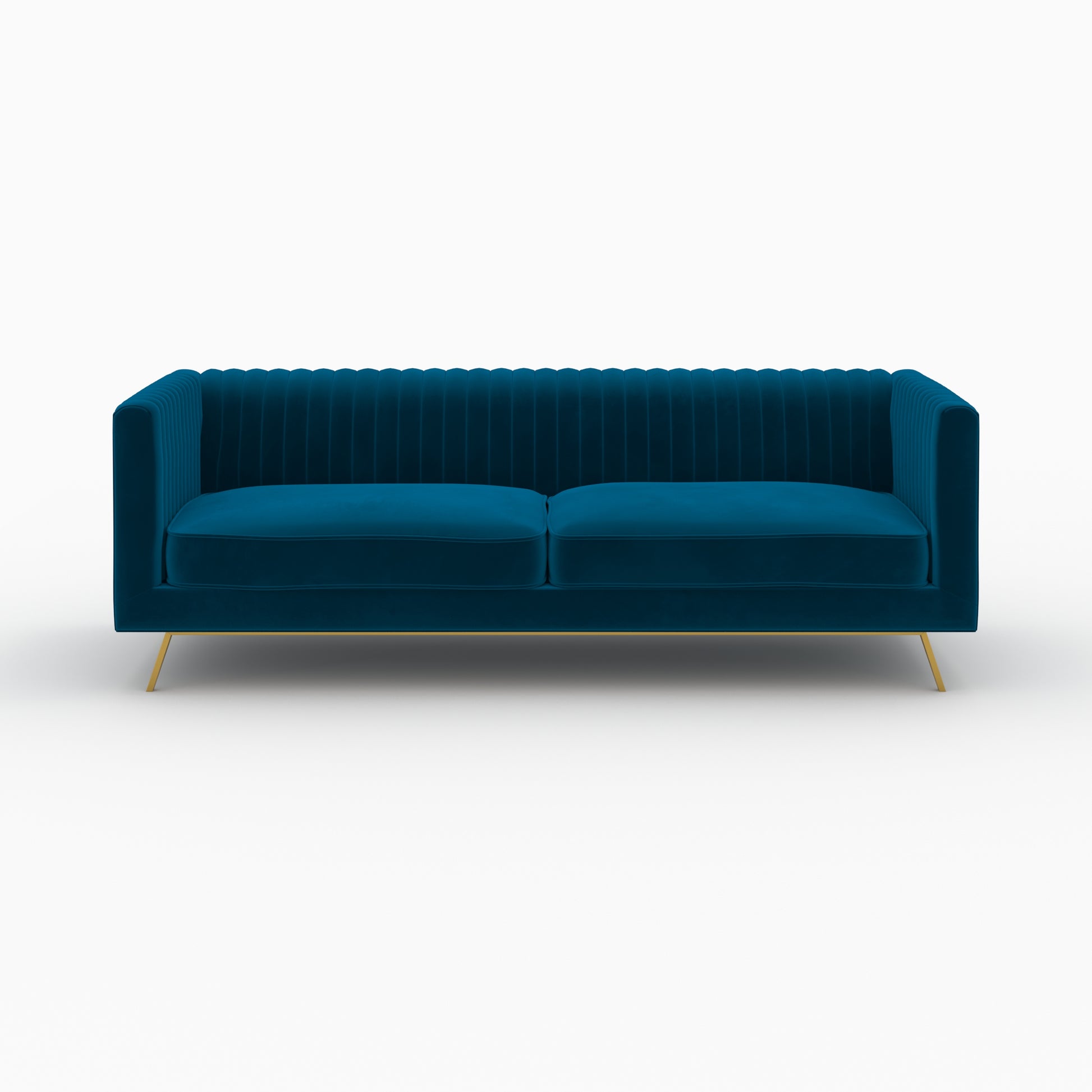 gatsby canape velours bleu et pieds dores