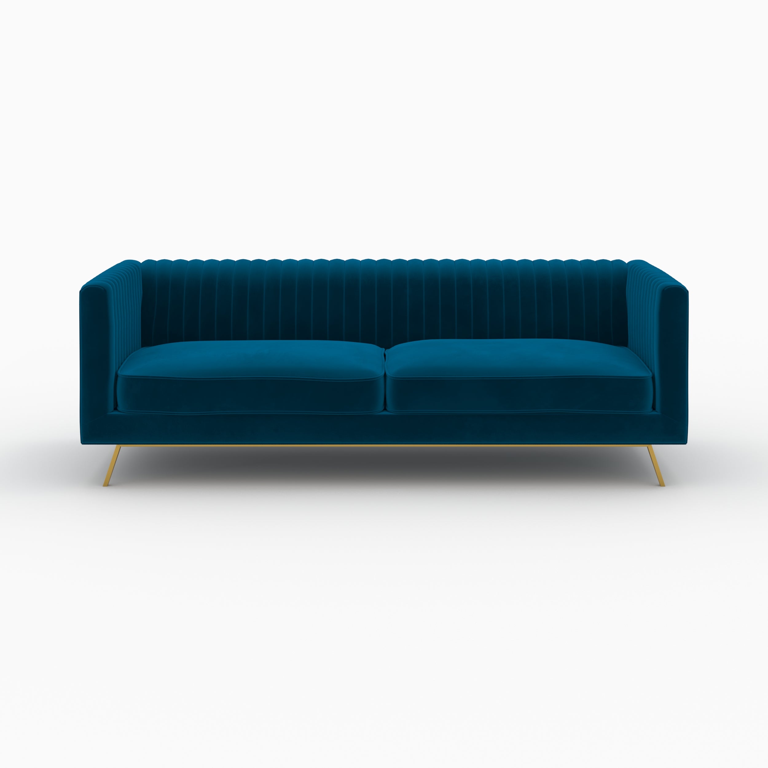 gatsby canape velours bleu et pieds dores