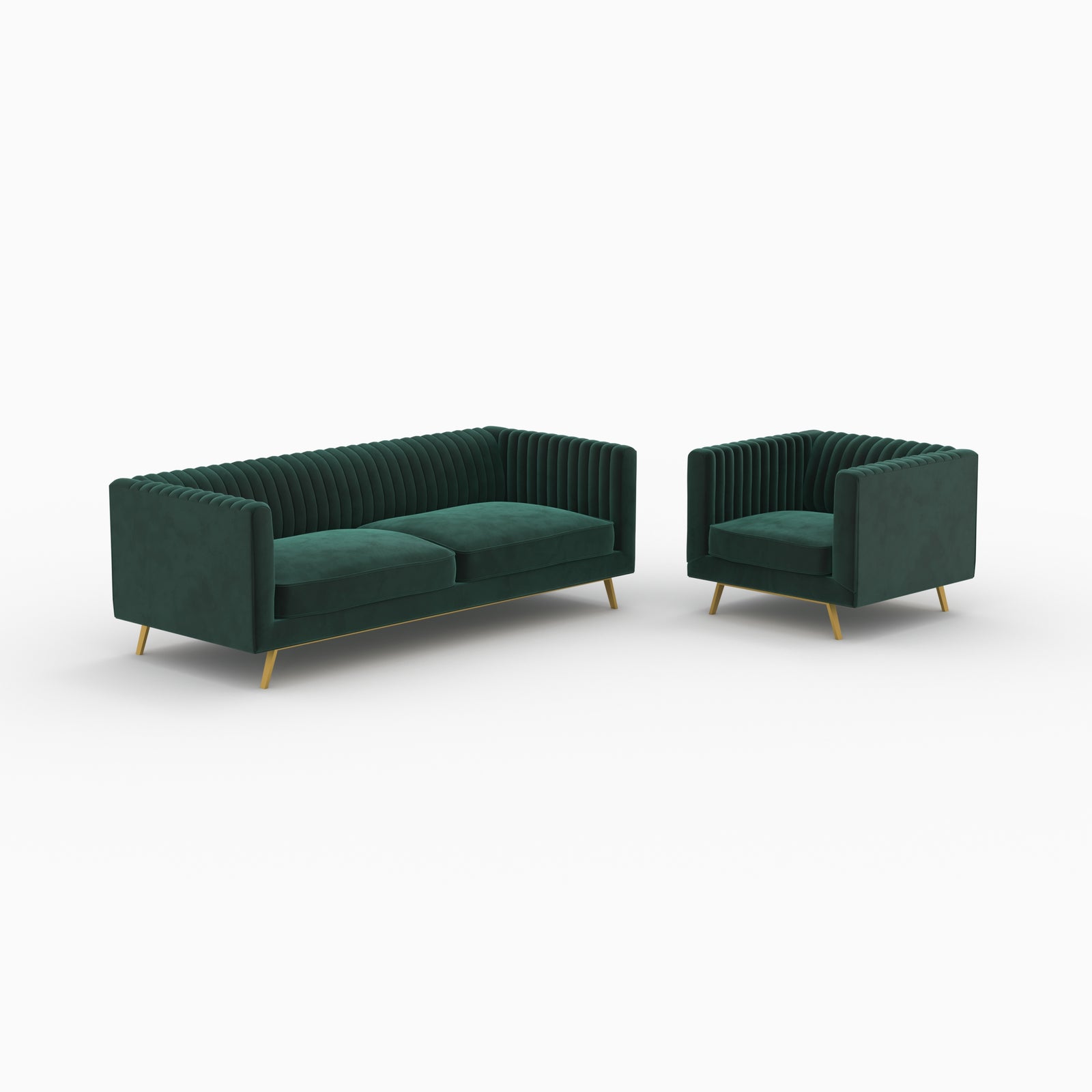 gatsby ensemble canape et fauteuil vert fonce velours
