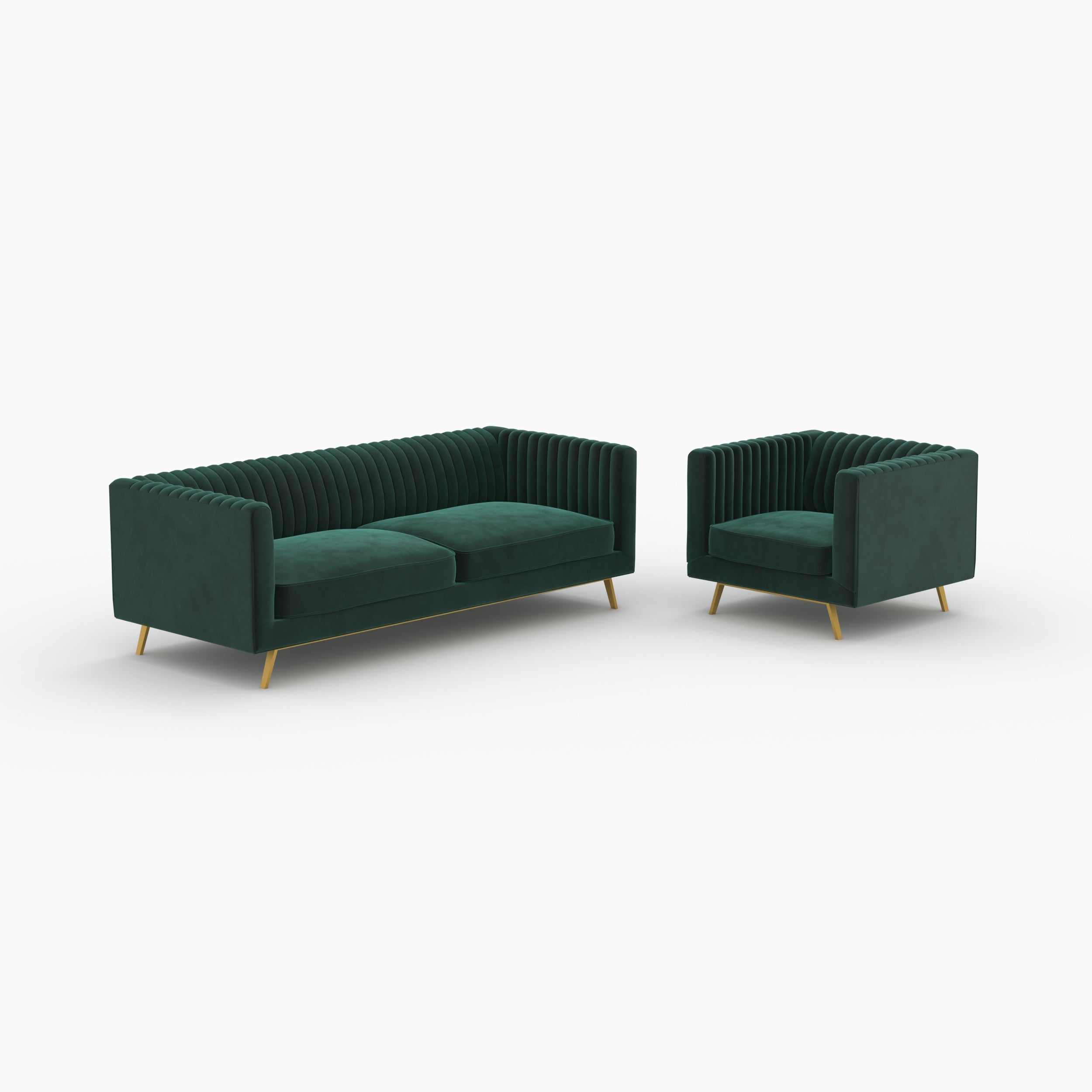 gatsby ensemble canape et fauteuil vert fonce velours