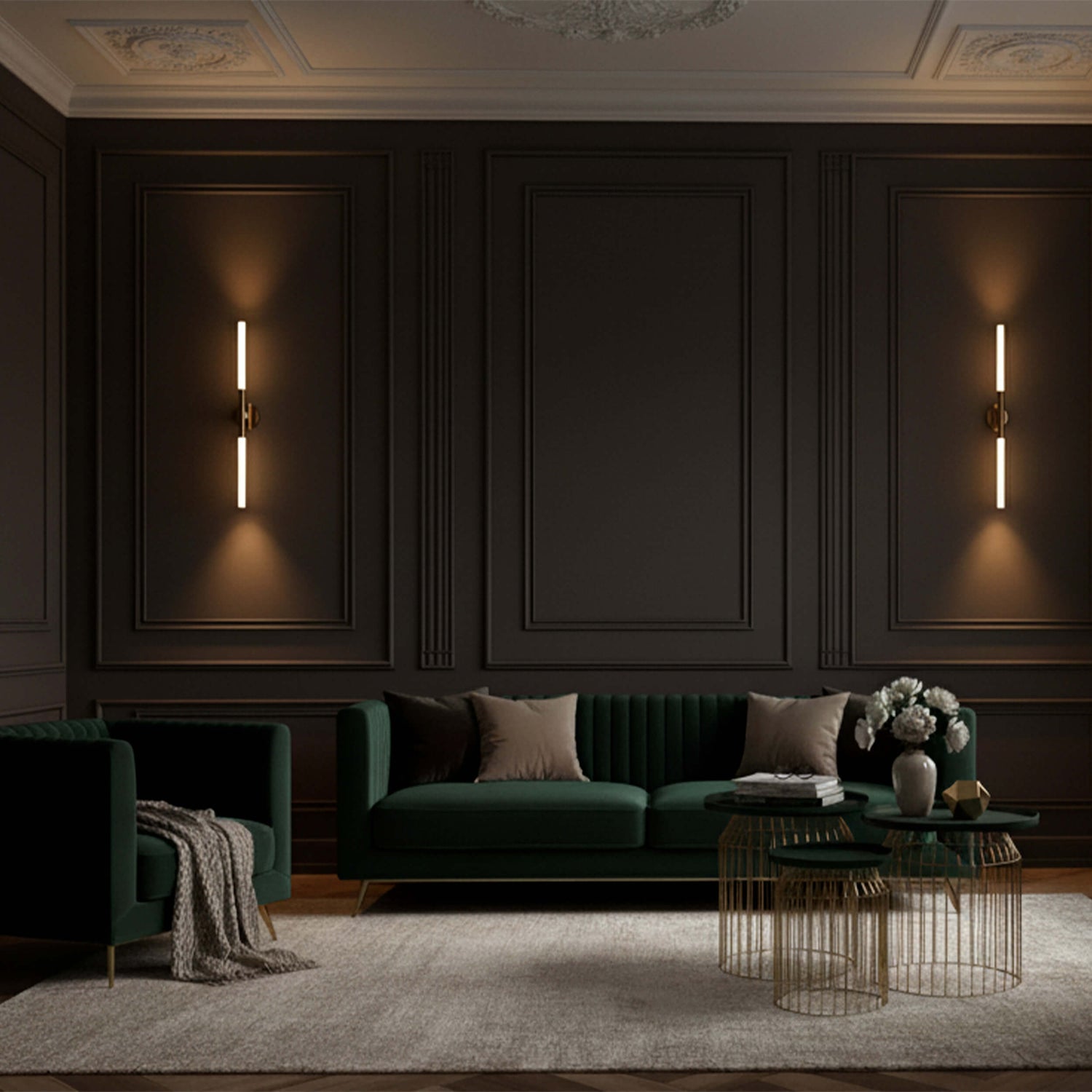 gatsby fauteuil en velours vert pieds dores ambiance black friday