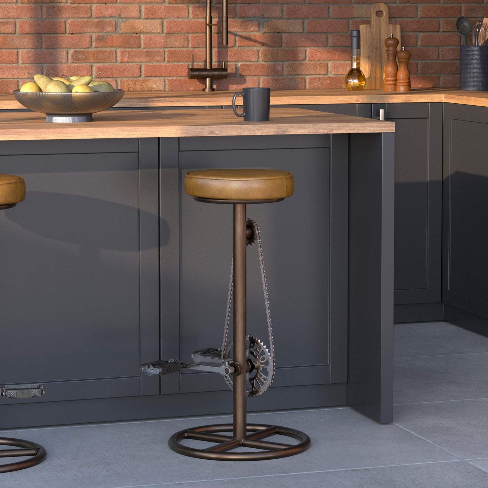 gaya tabouret de bar cuir marron focus