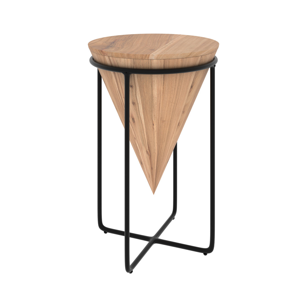 grande sellette d 41 cm en bois d accacia et metal mafana