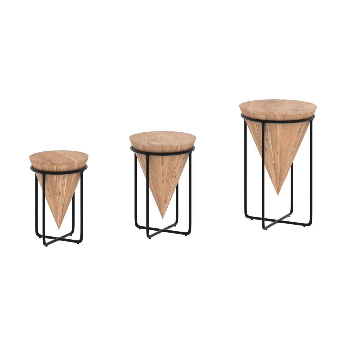 grande sellette en bois d accacia et metal d 41 cm mafana