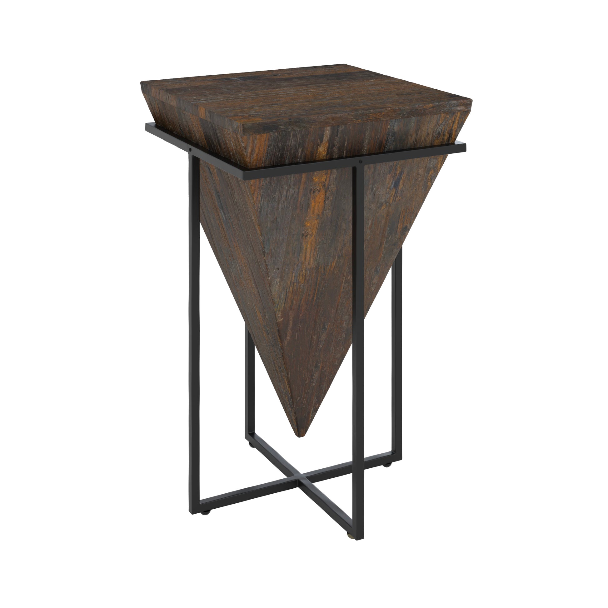 grande table d appoint kara en bois fonce et metal fond blanc