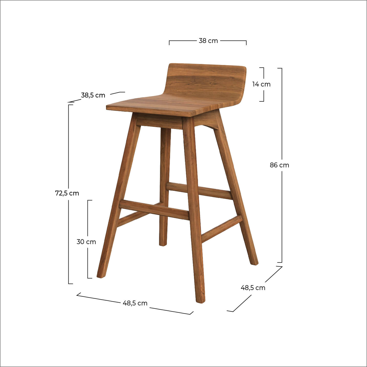 greta chaise de bar en bois de teck 72