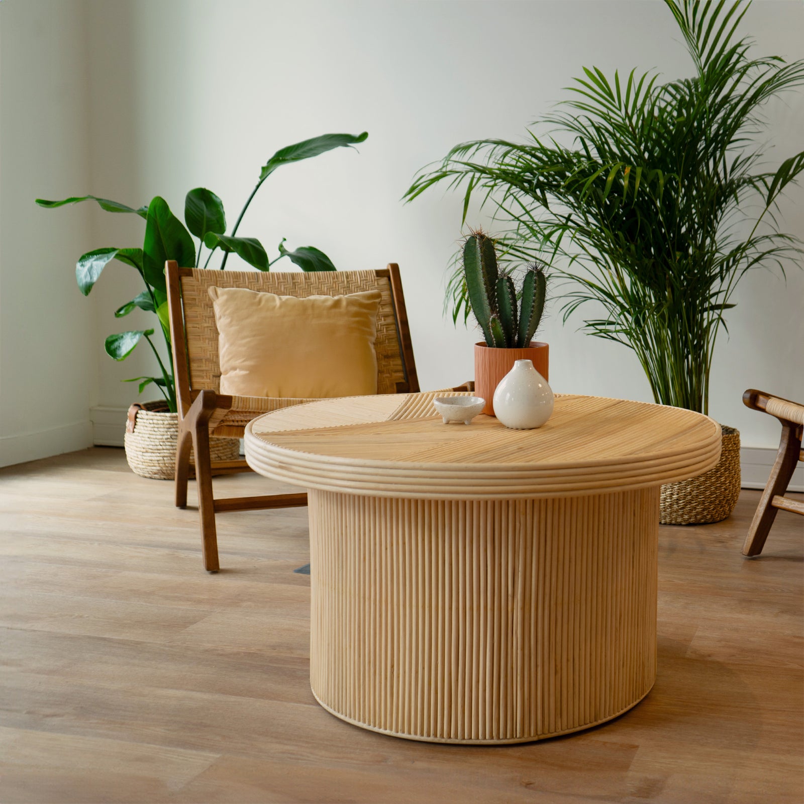 helene table basse ronde rotin 80 cm