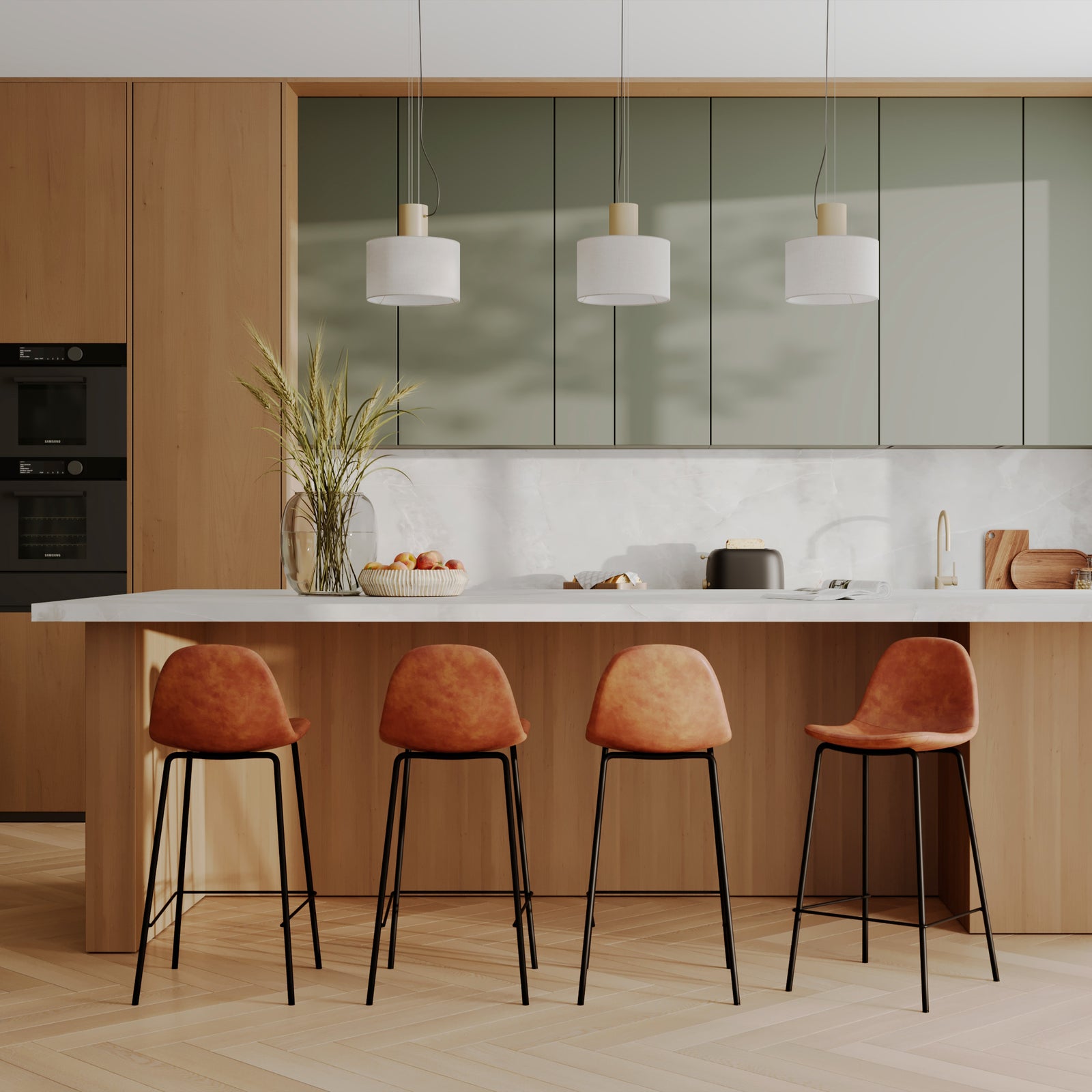 henrik chaise bar camel 65 cm cuir