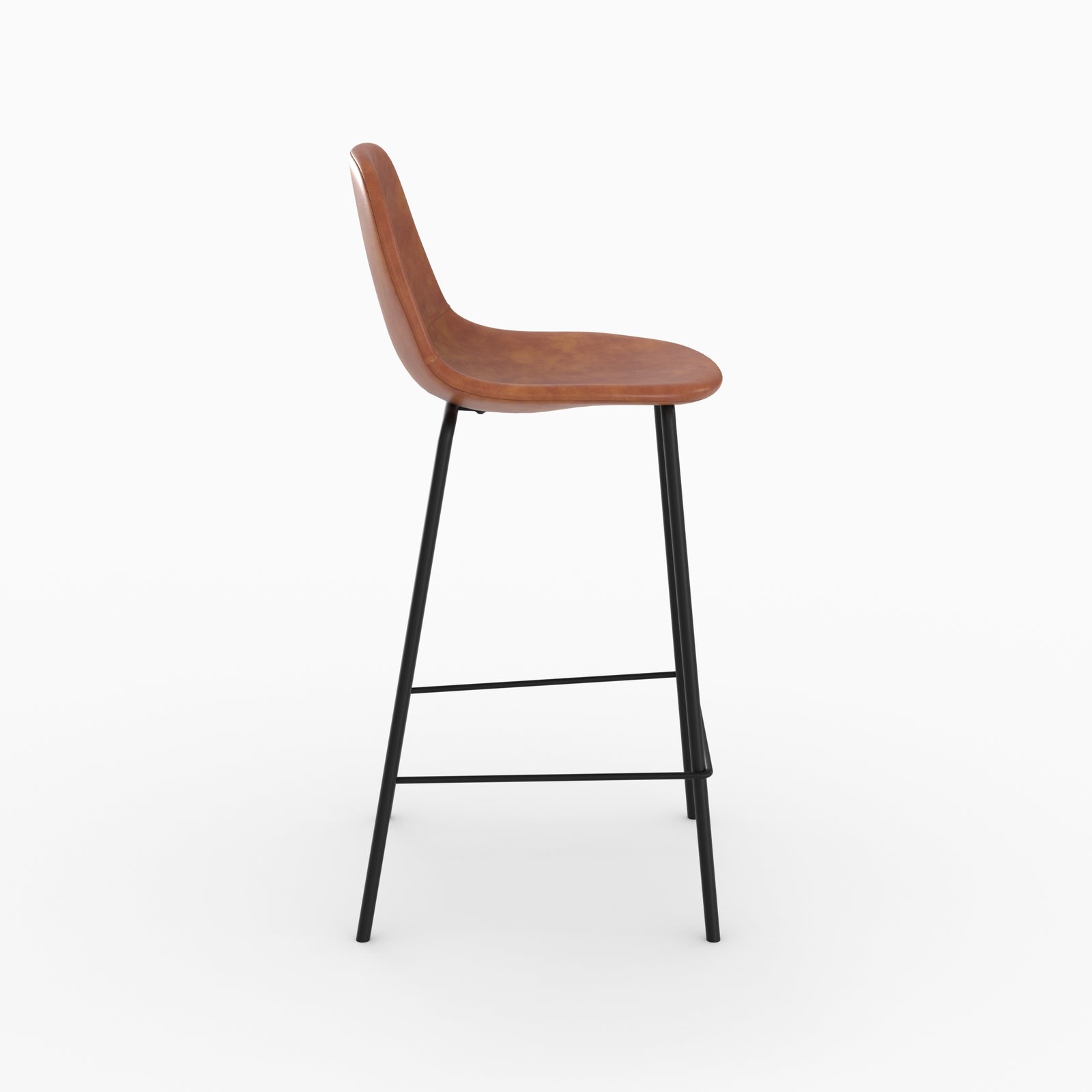 henrik chaise de bar en cuir synthetique camel 65 cm