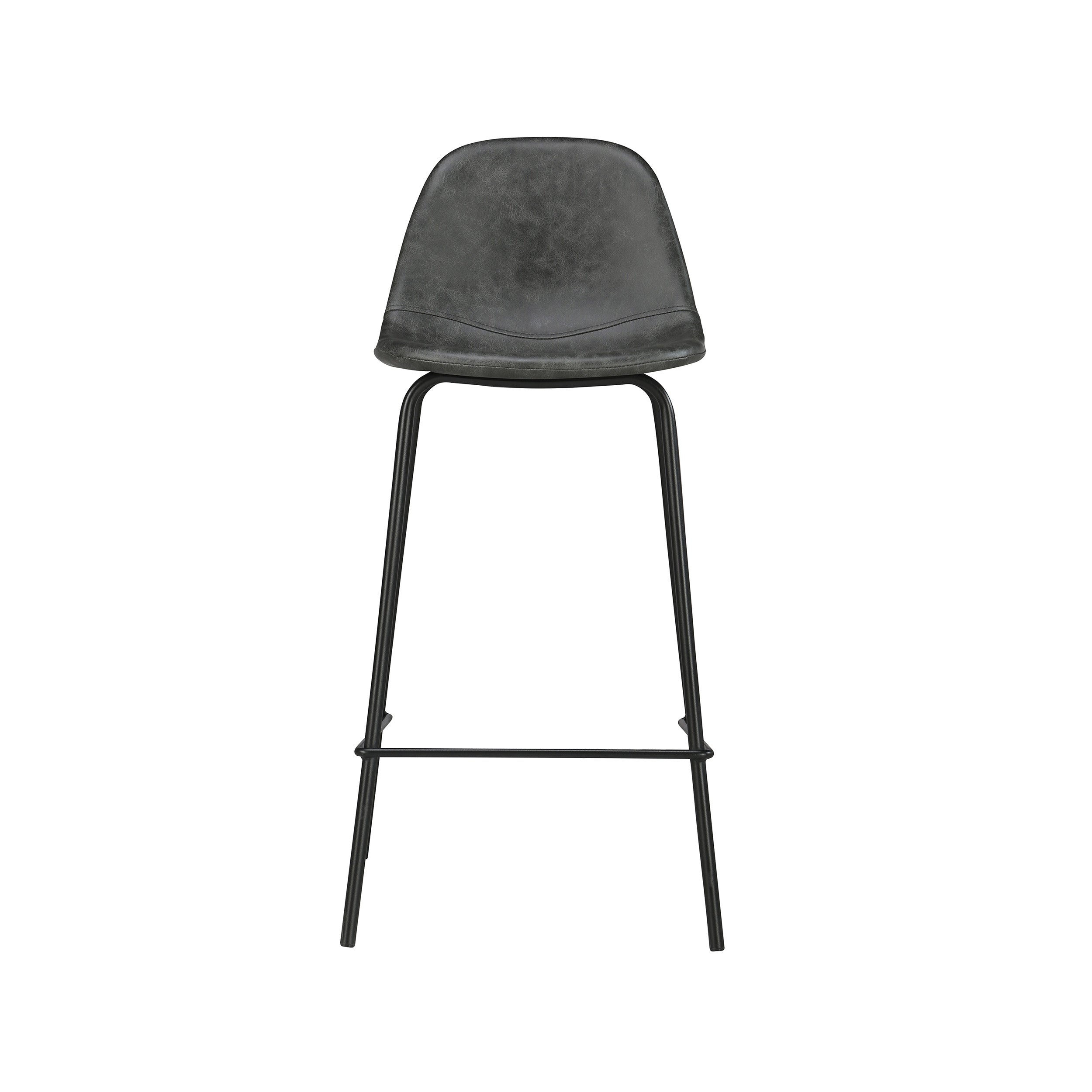 henrik chaise de bar mi hauteur 65 cm vendue a l unite cuir synthetique gris noir