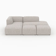 Canapé d'angle gauche modulable Hestia, tissu beige 4 places, 2 poufs