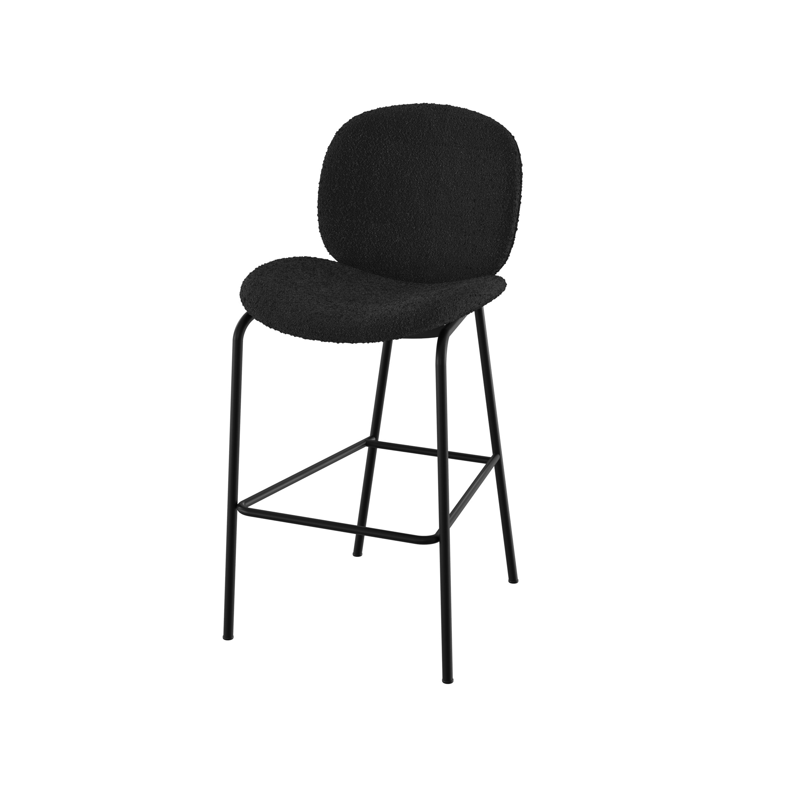 iris chaise de bar pour ilot central en tissu boucle noir lot de2 65