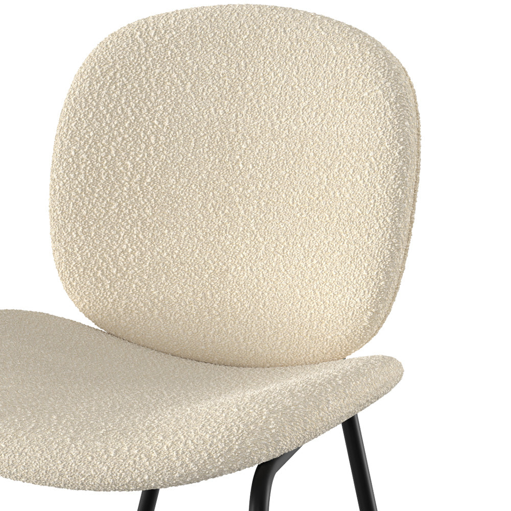 iris lot de 2 chaises en tissu boucle beige pieds noirs
