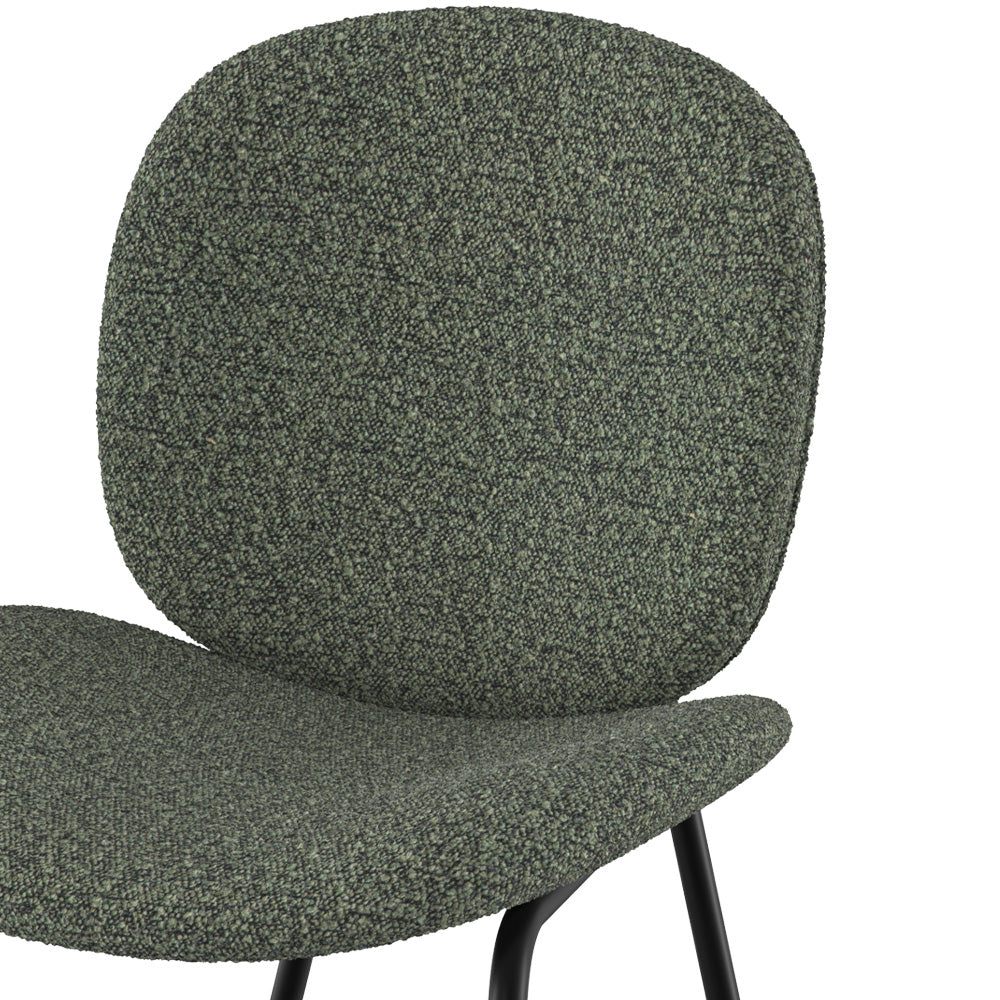 iris lot de 2 chaises en tissu boucle vert kaki metal noir