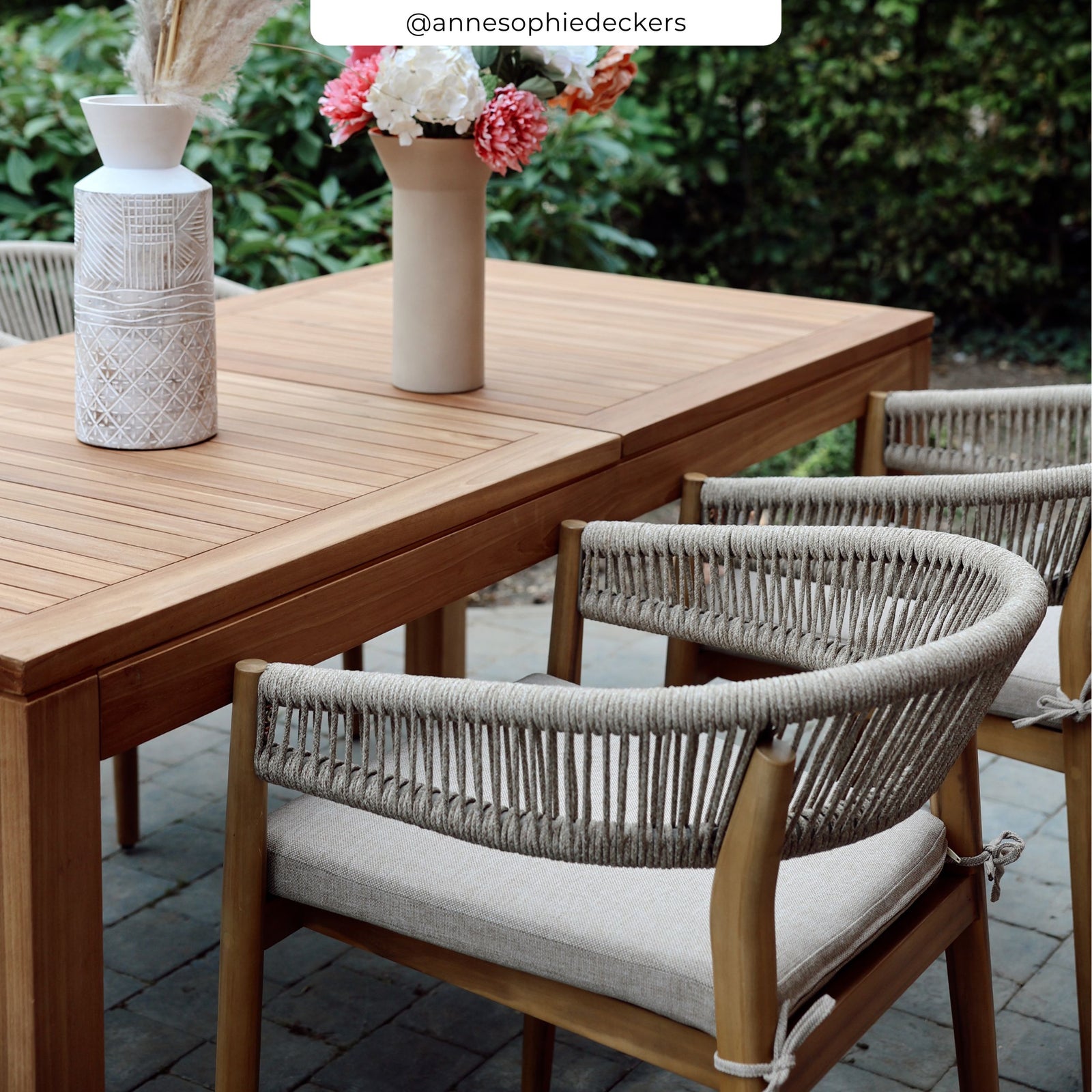 isia chaise de jardin tissu beige bois clair terrasse ugc