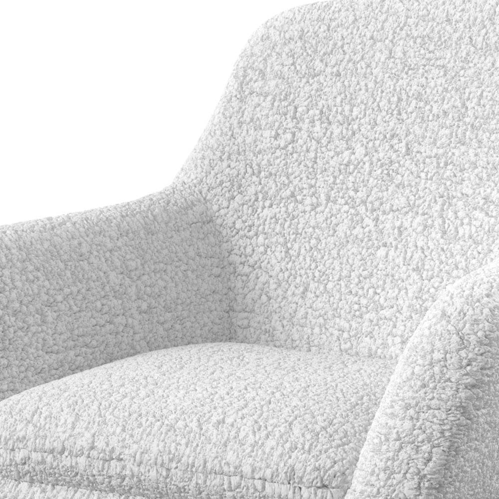 isola rocking chair en tissu boucle blanc pieds metal bois de hetre