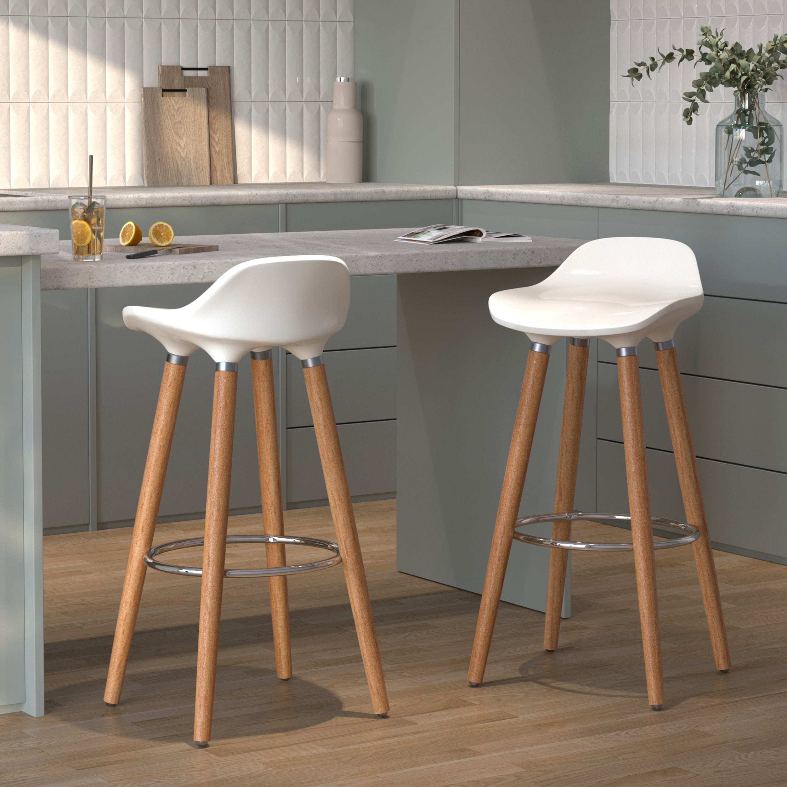 italien chaise de bar blanches pieds bois focus
