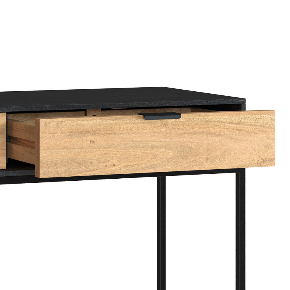 jackson console 2tiroirs bois acacia pieds noirs metal