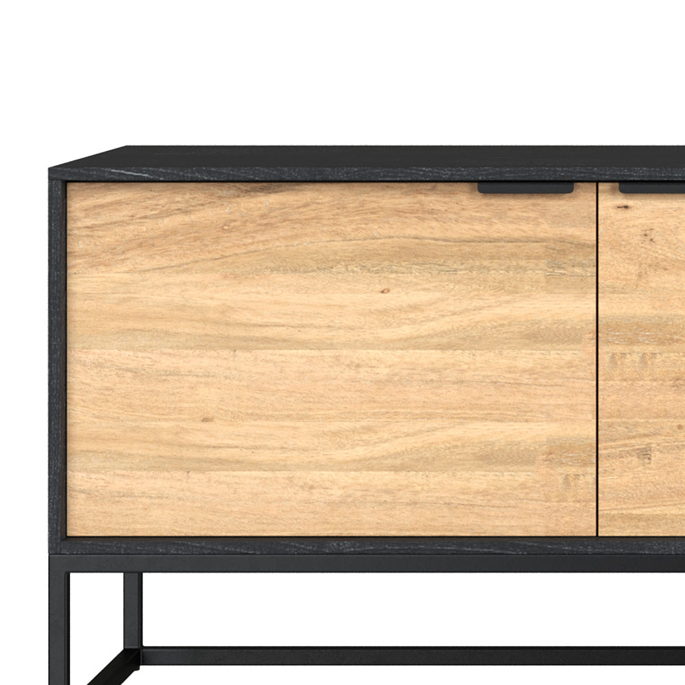 jackson meuble tv 2 portes 2 niches en bois acacia pieds metal