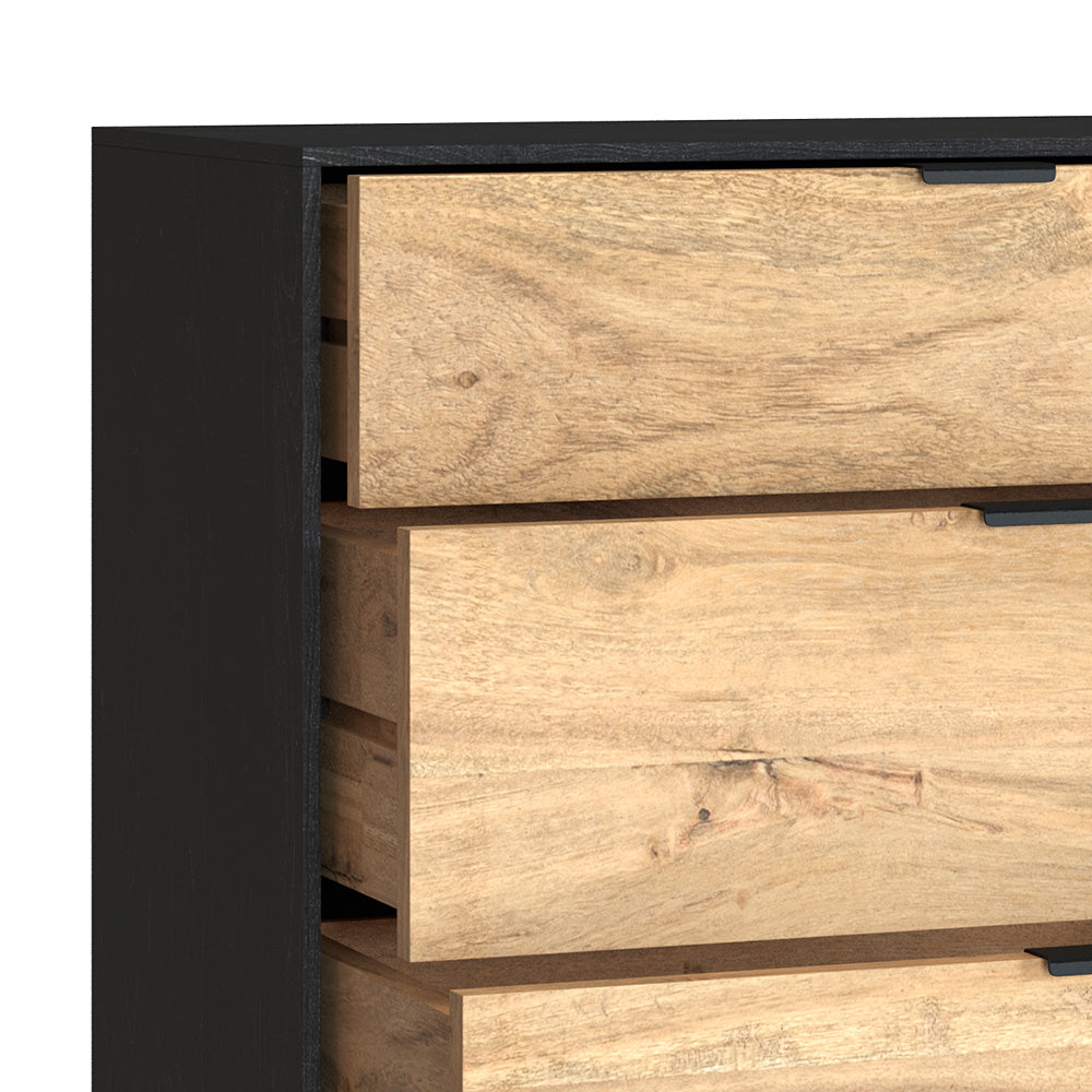 jakson commode en bois d_acacia 4 tiroirs et pieds metal noir