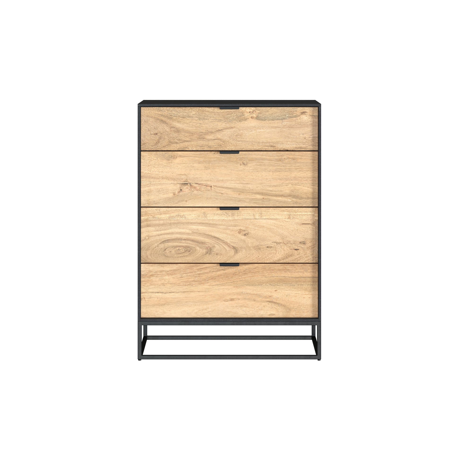 jakson commode en bois d_acacia et pieds metal noir 4 tiroirs