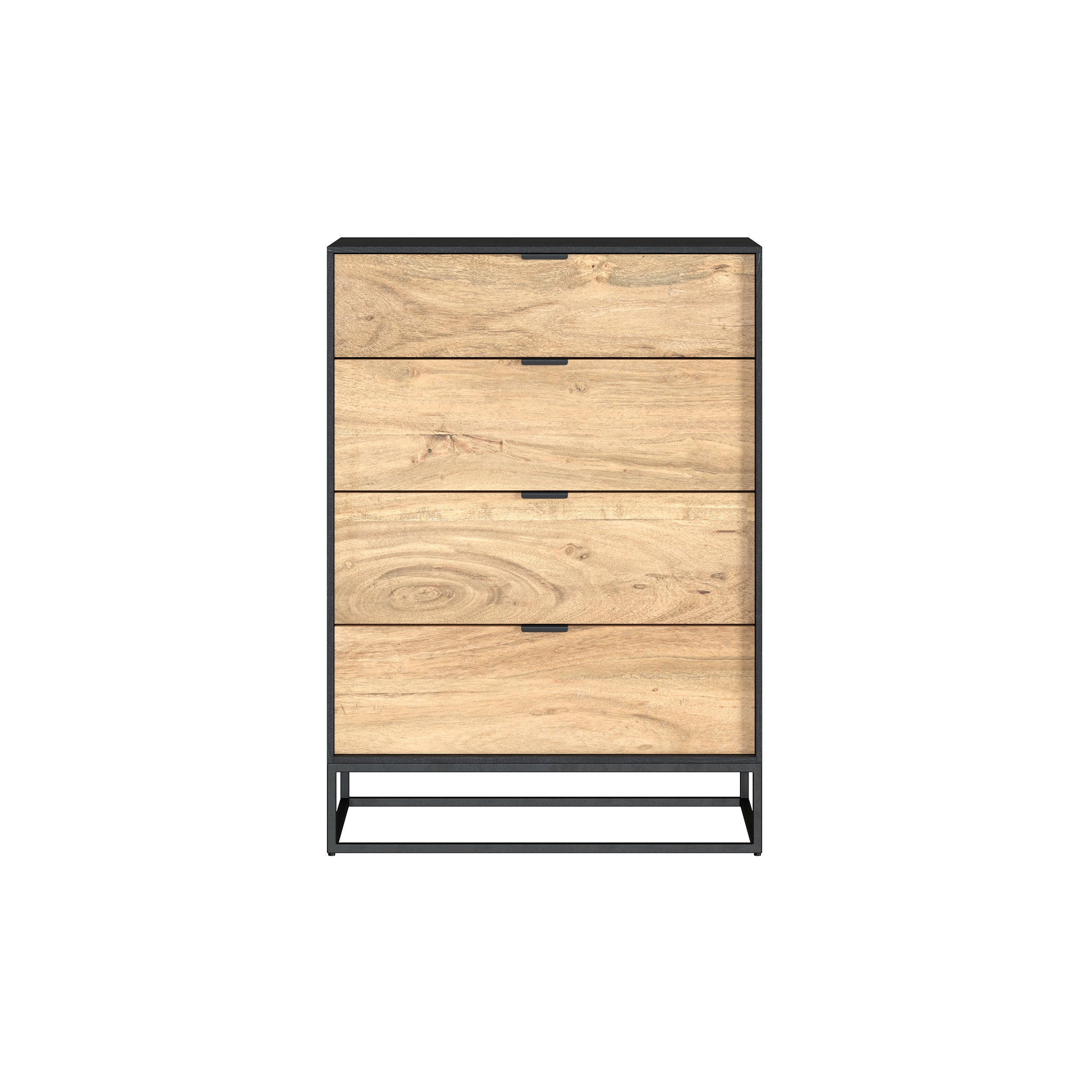 jakson commode en bois d_acacia et pieds metal noir 4 tiroirs