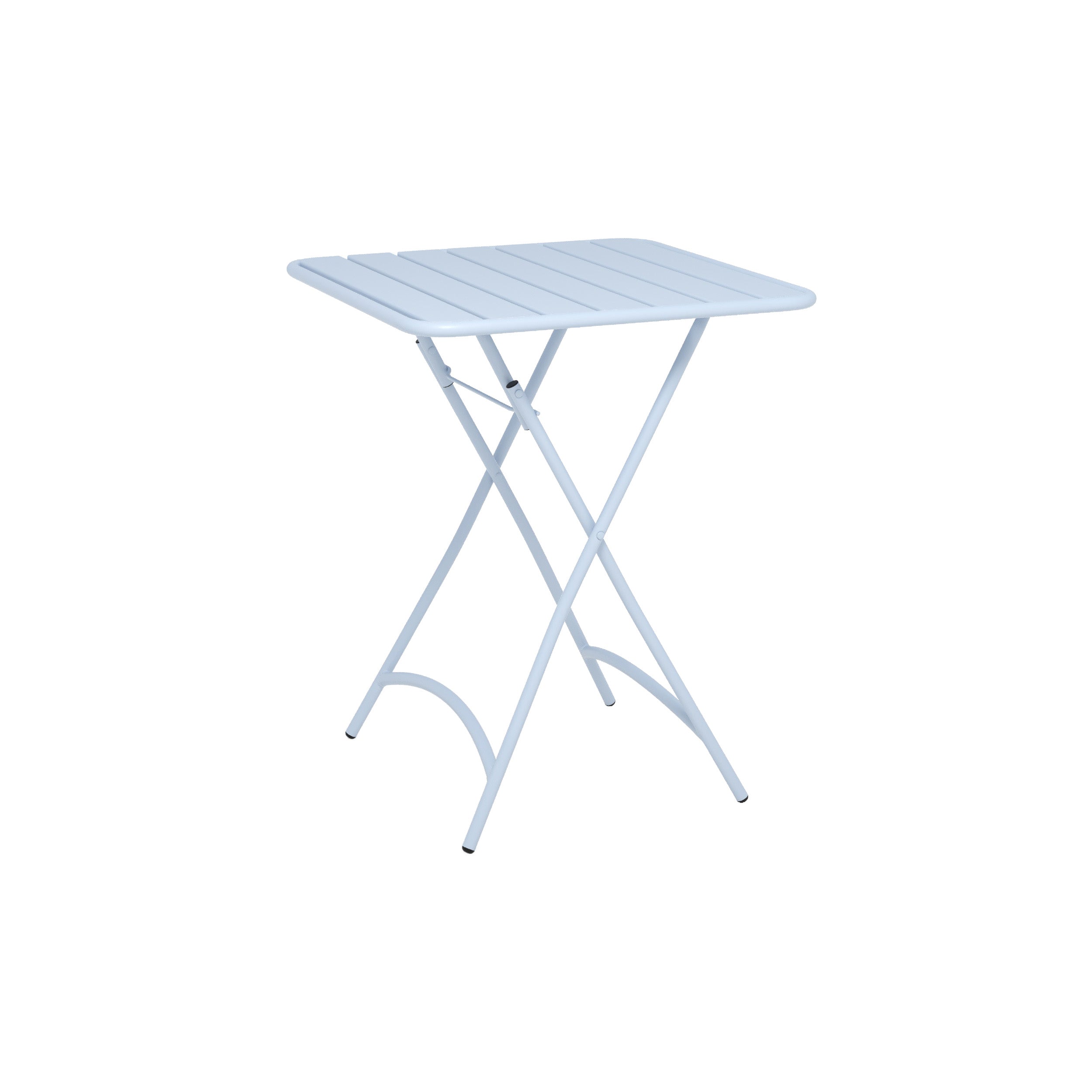Table de jardin Yumi pliante en metal bleu pastel 2 personnes