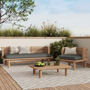 Salón de jardín Kilda de 3 plazas en madera de teca y tela gris