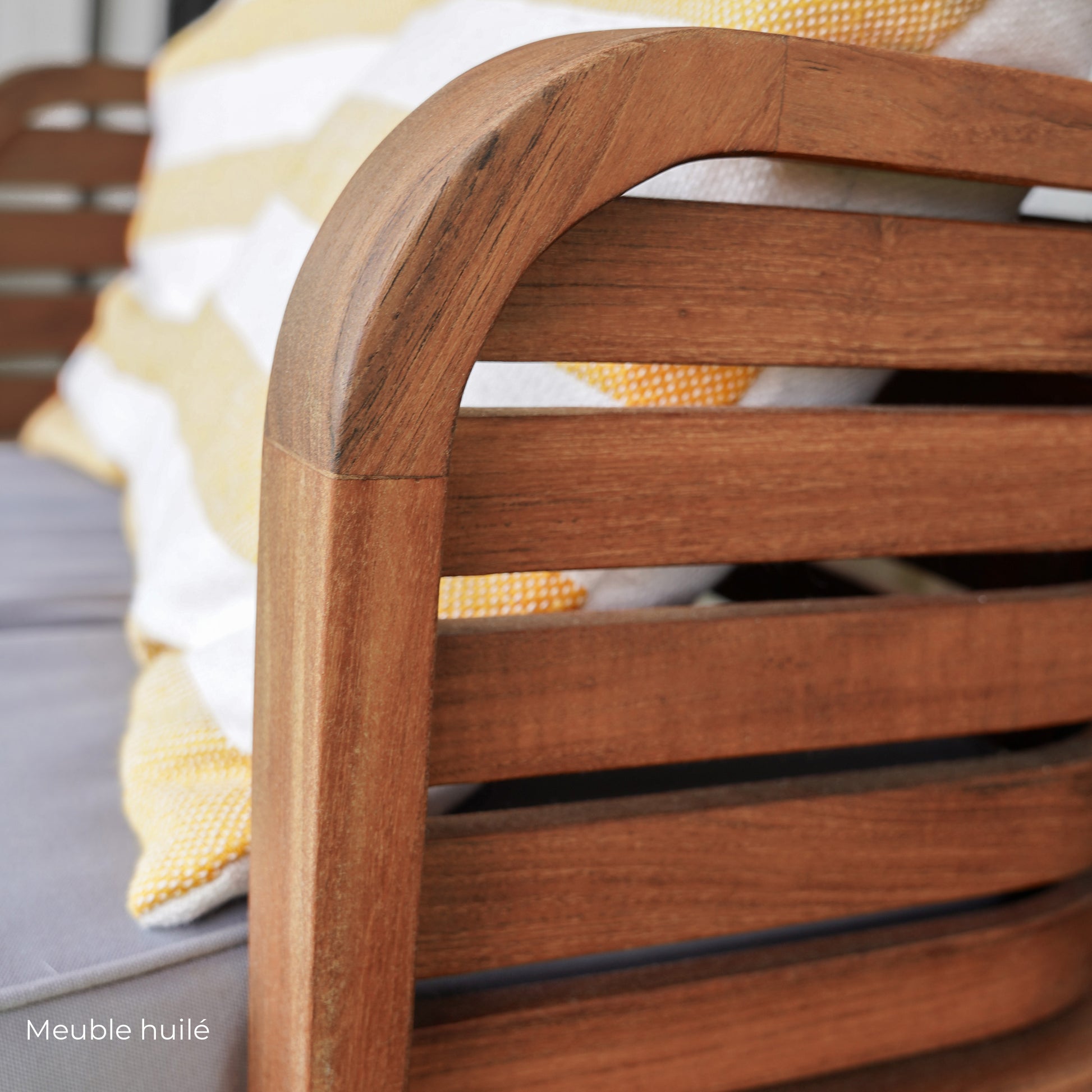 jardin fauteuil kilda bois de teck et tissu gris