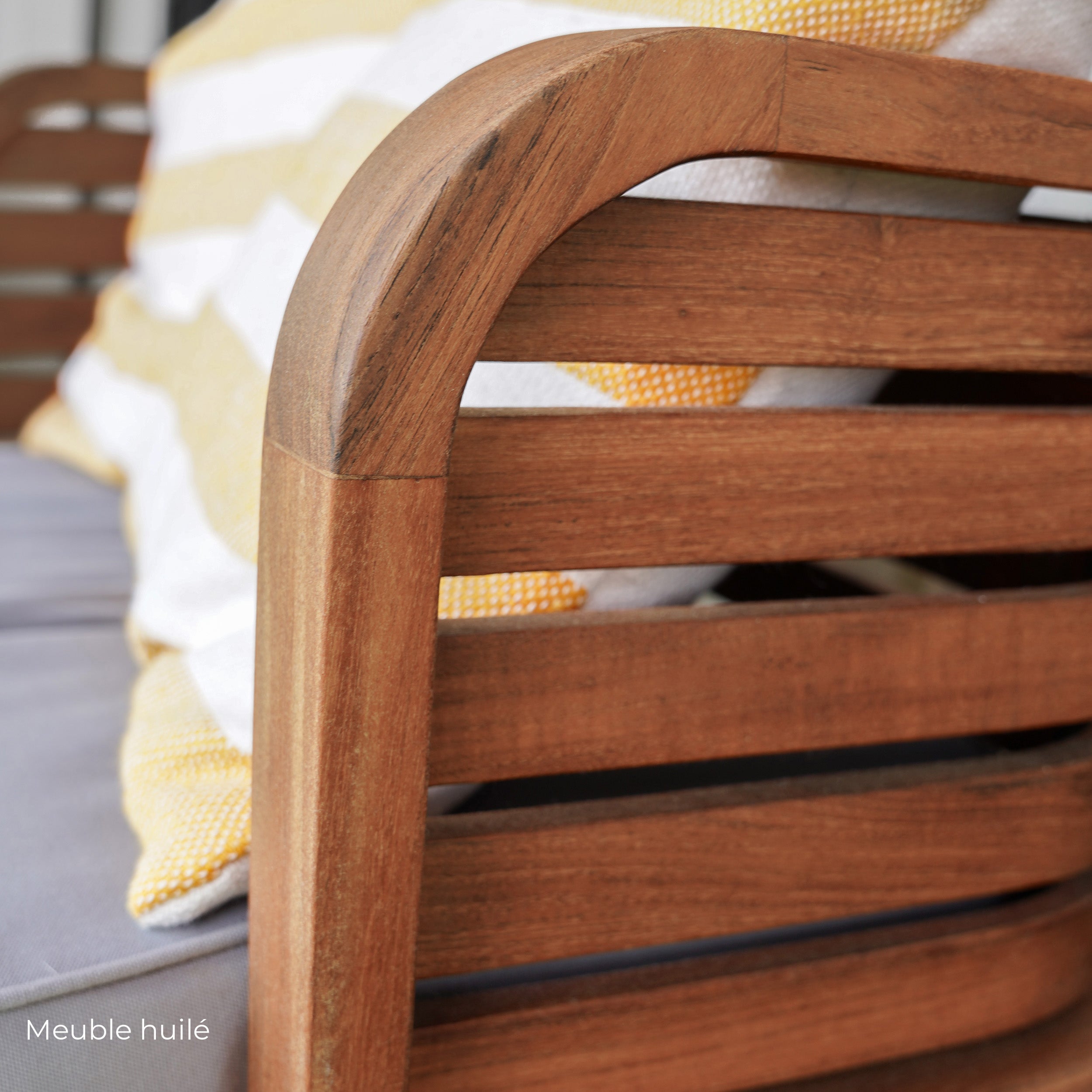 jardin fauteuil kilda bois de teck et tissu gris