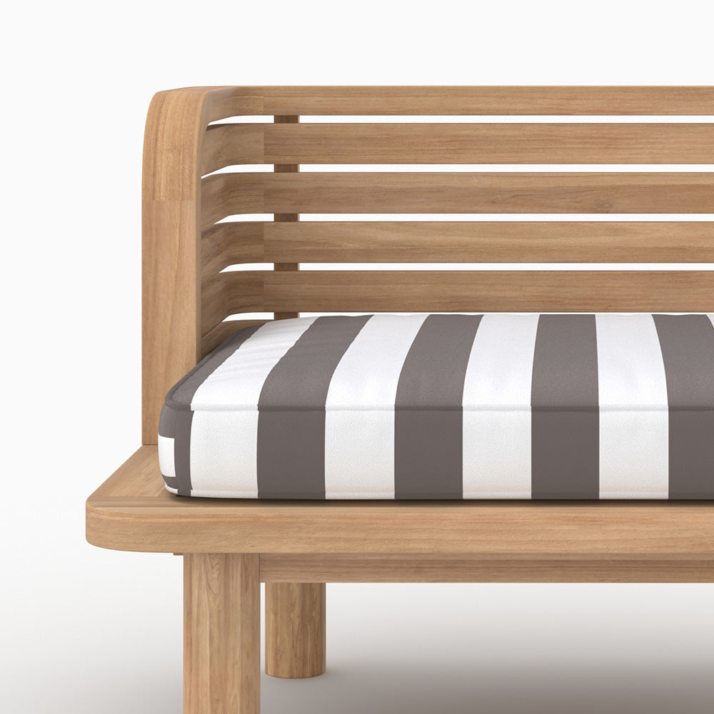 Fauteuil de jardin Kilda en teck massif et coussin rayé gris