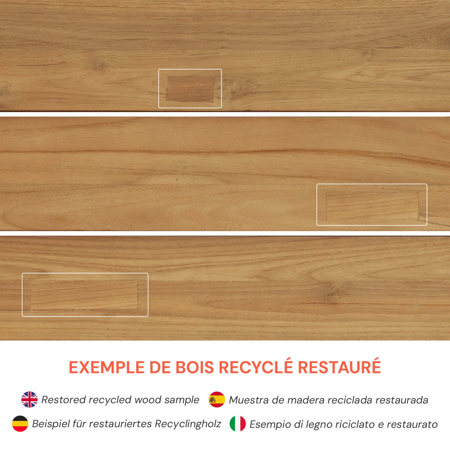 Table de jardin Nonza en bois de teck recyclé 10 personnes