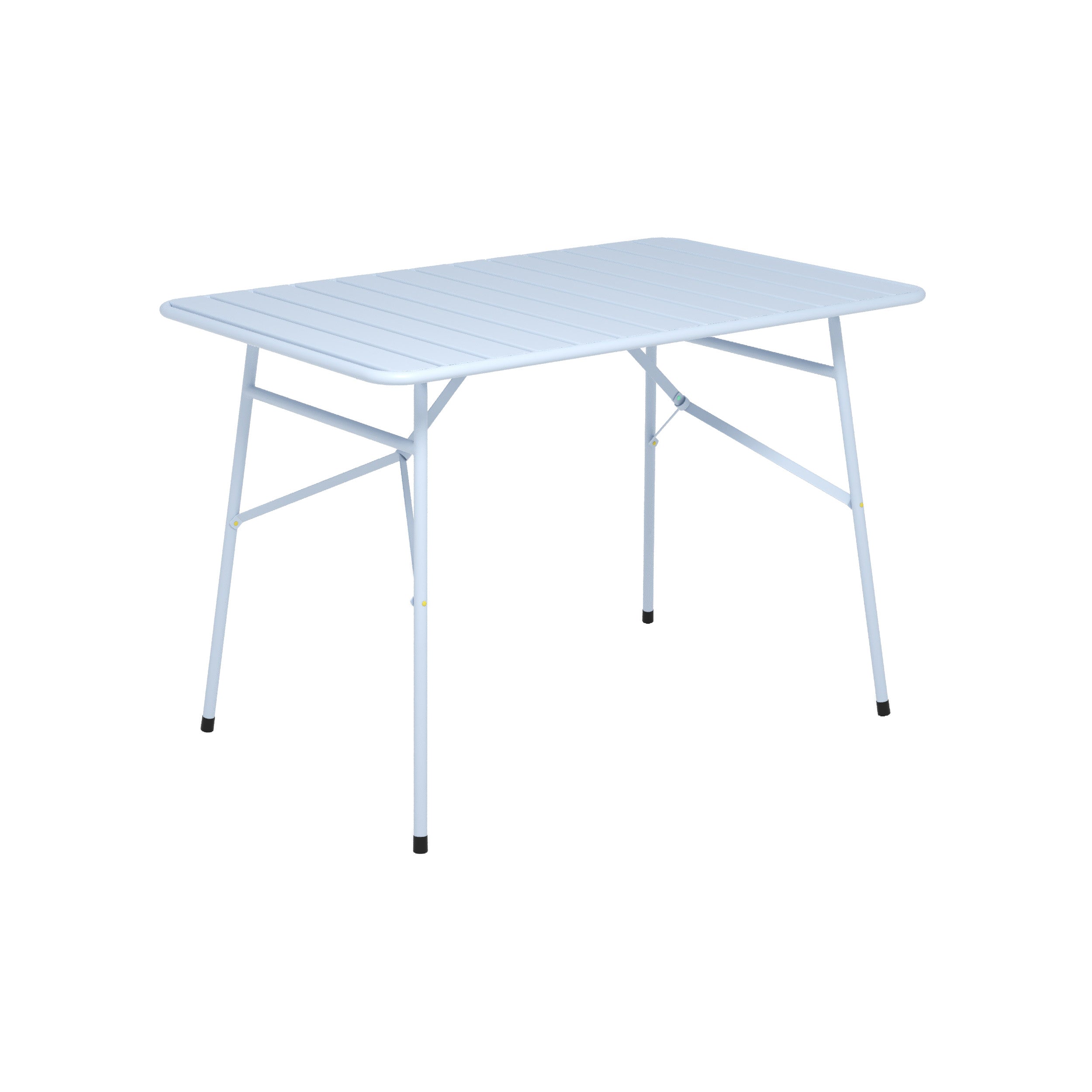 Table de jardin Yumi pliante en metal bleu pastel 4 personnes