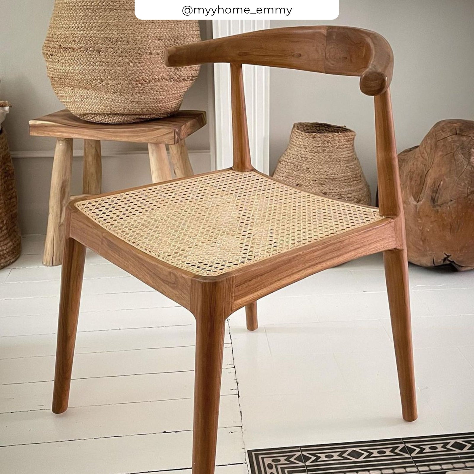 java chaise en bois de teck et tressage cannage ugc