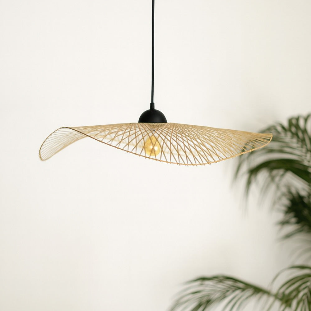 Suspension Jipi en bambou avec fil noir D75cm