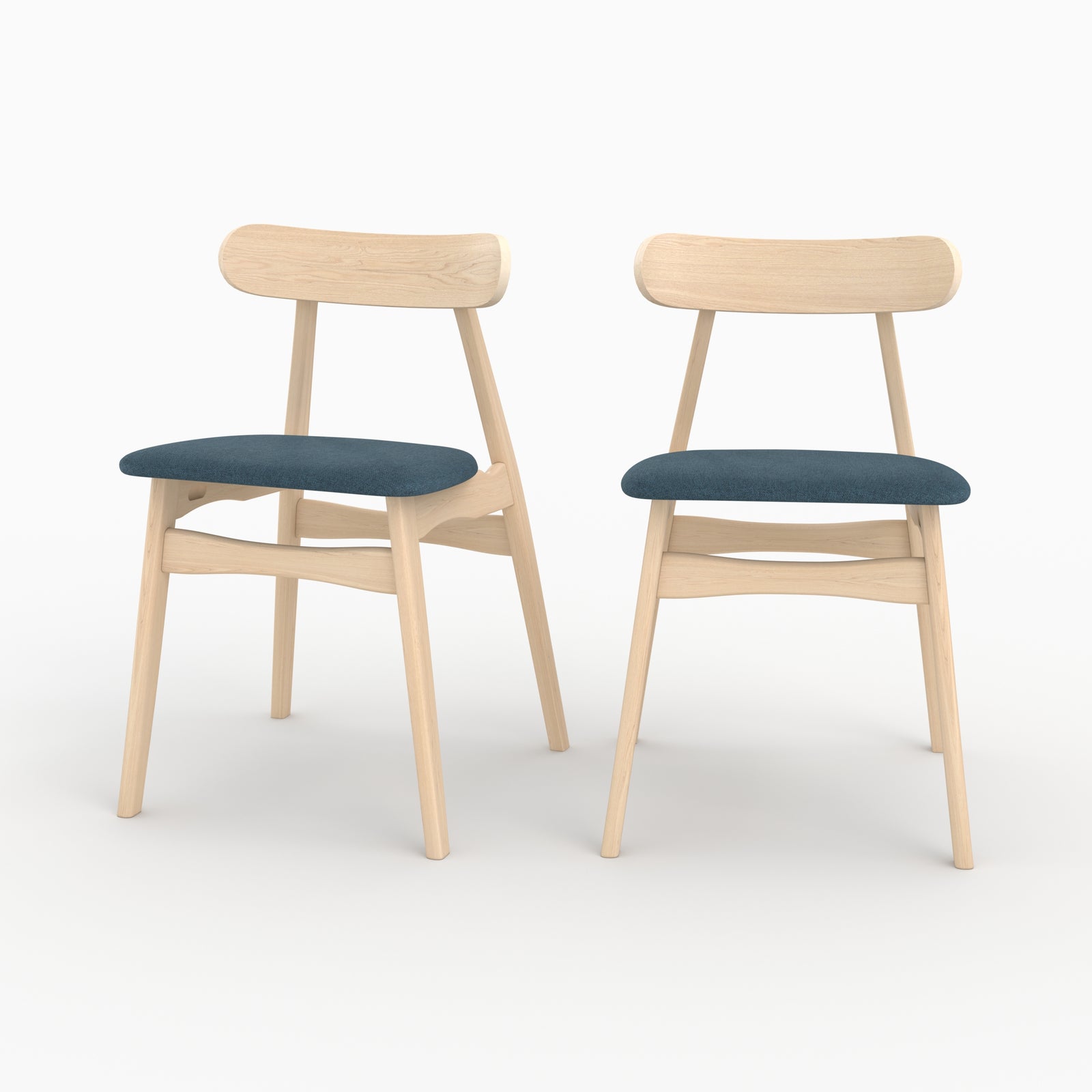 josette 2 chaises en bois et tissu bleu