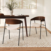 Lote de 2 sillas Esmée de terciopelo blanco roto y madera de nuez