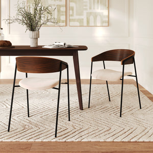 Lot de 2 chaises Esmée en velours blanc cassé et bois de noyer