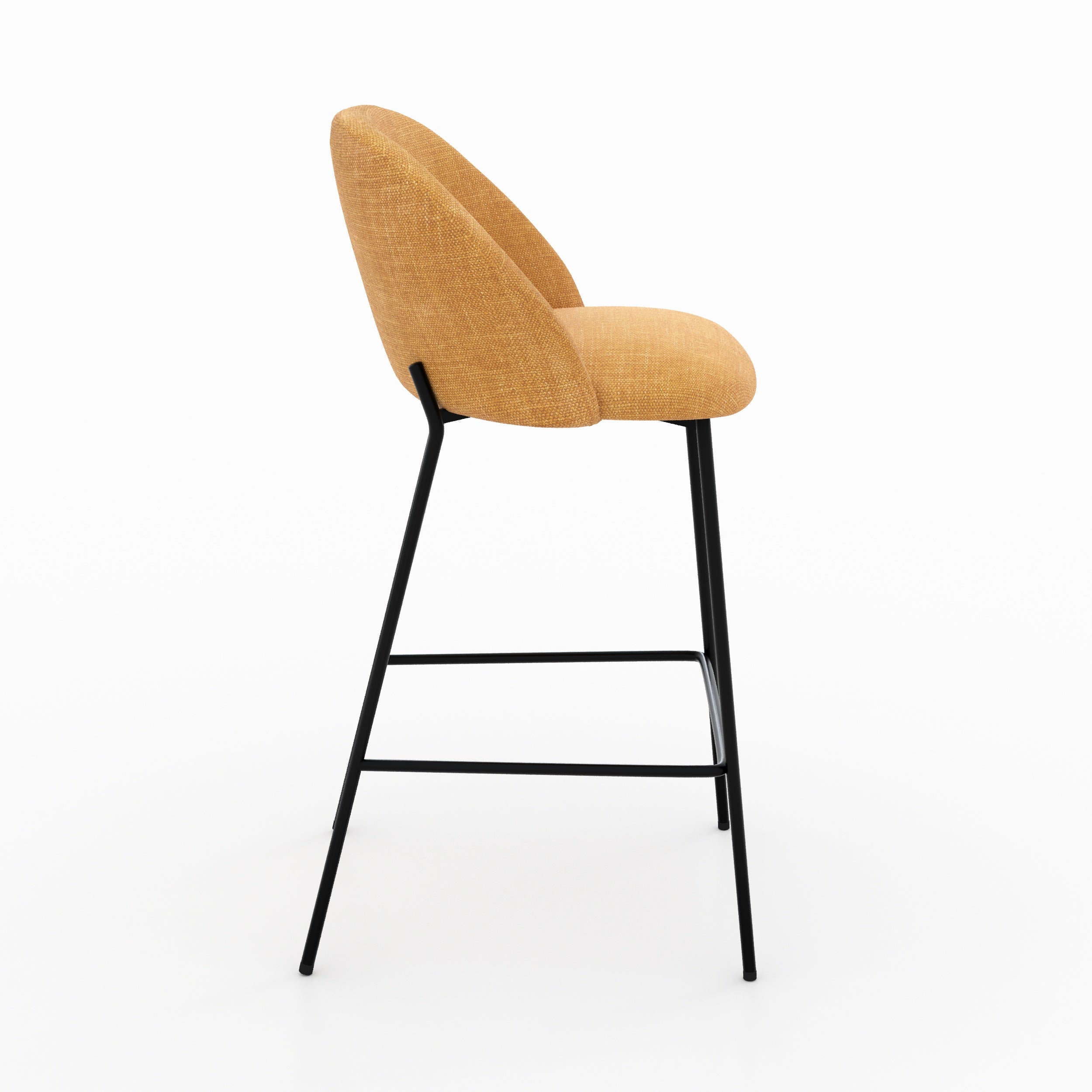 Lot de 2 chaises pour ilot central 66,5 cm Karl en tissu texturé jaune moutarde