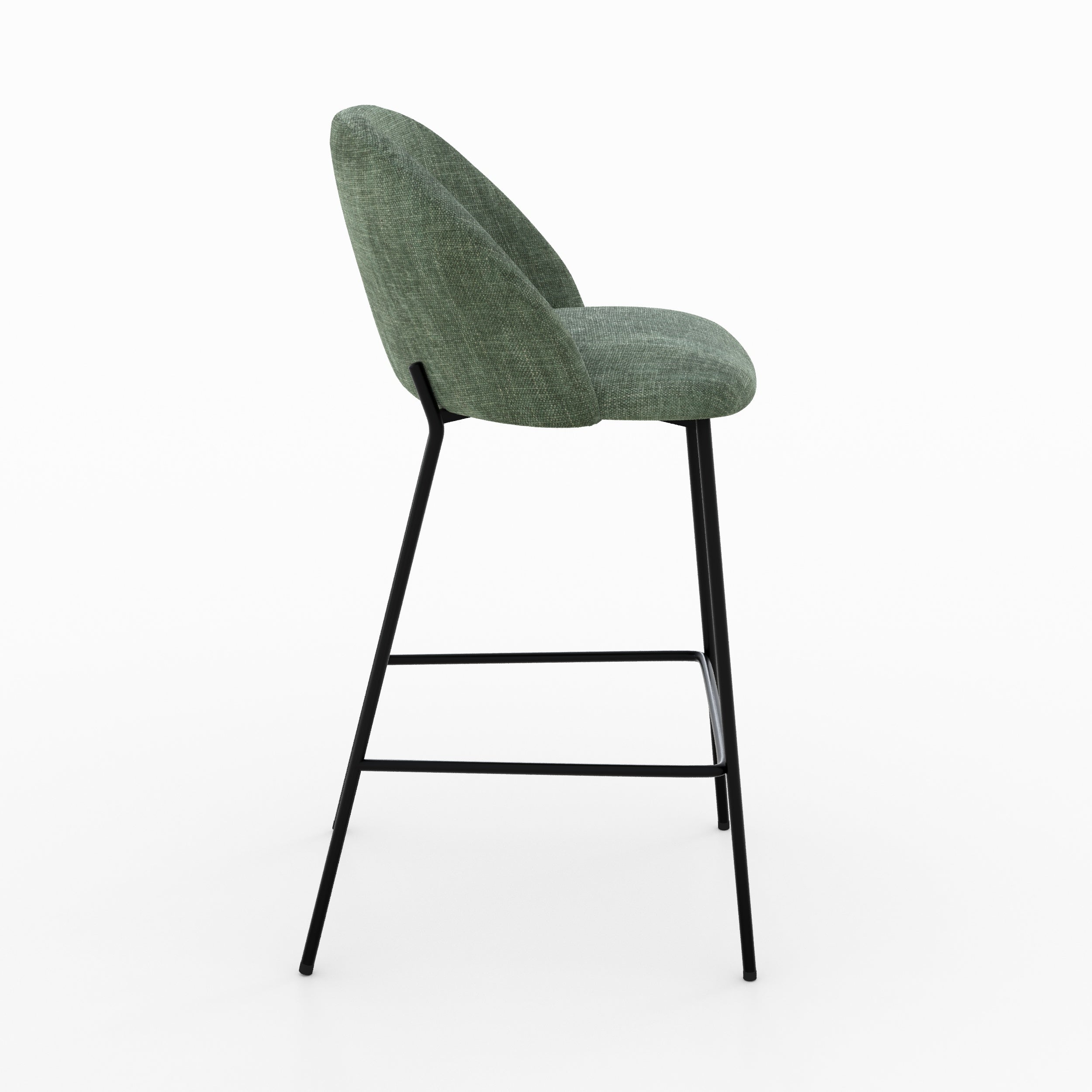 Lot de 2 chaises pour ilot central 66,5 cm Karl en tissu texturé vert sapin