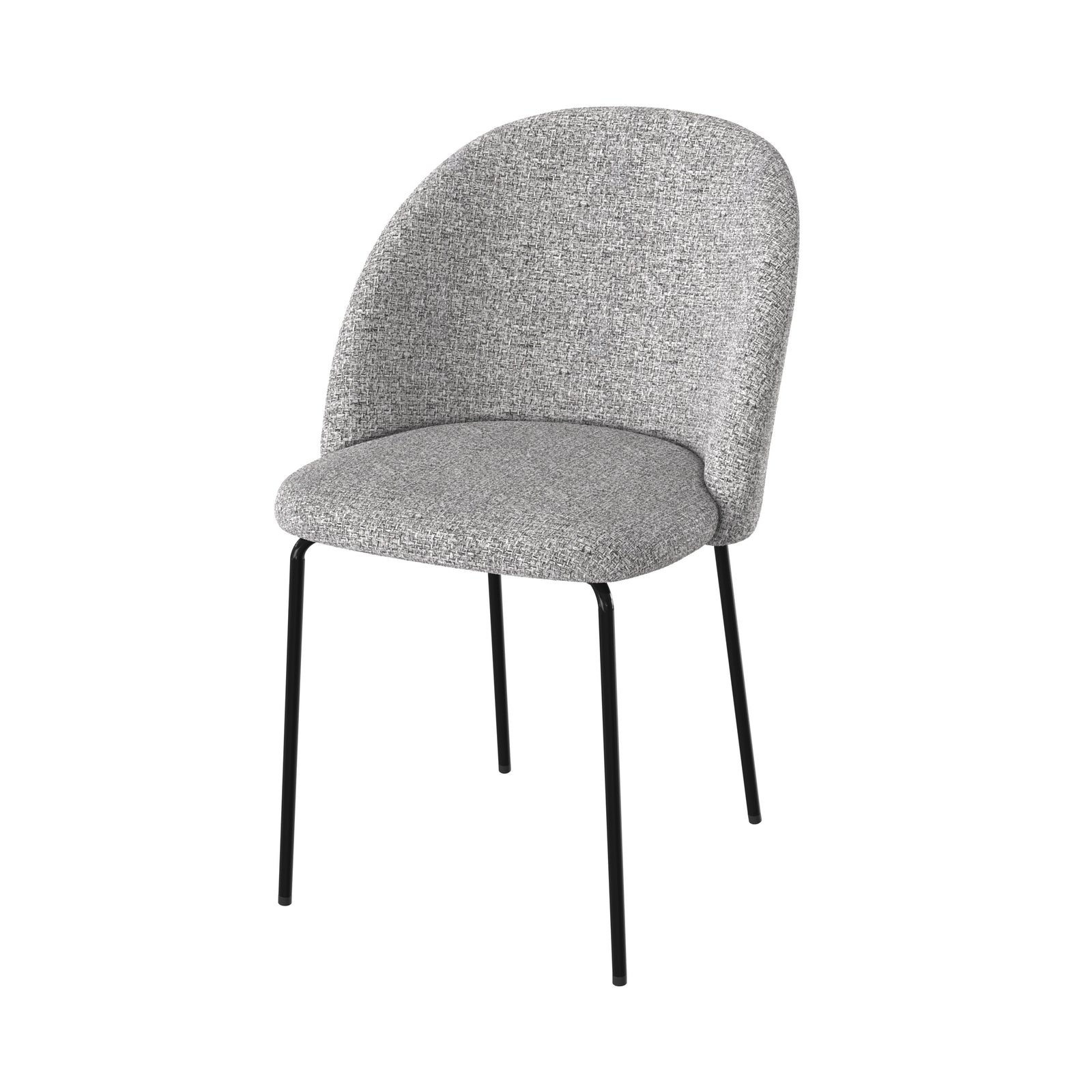 karl lot de 2 chaises en tissu gris chine clair pieds noirs