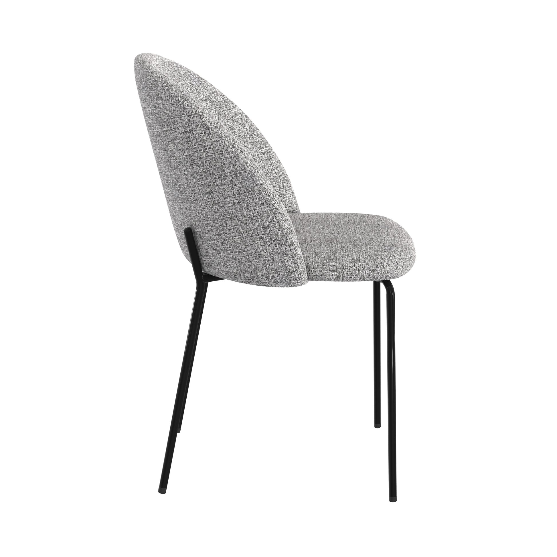 karl lot de 2 chaises tissu gris chine clair pieds noirs